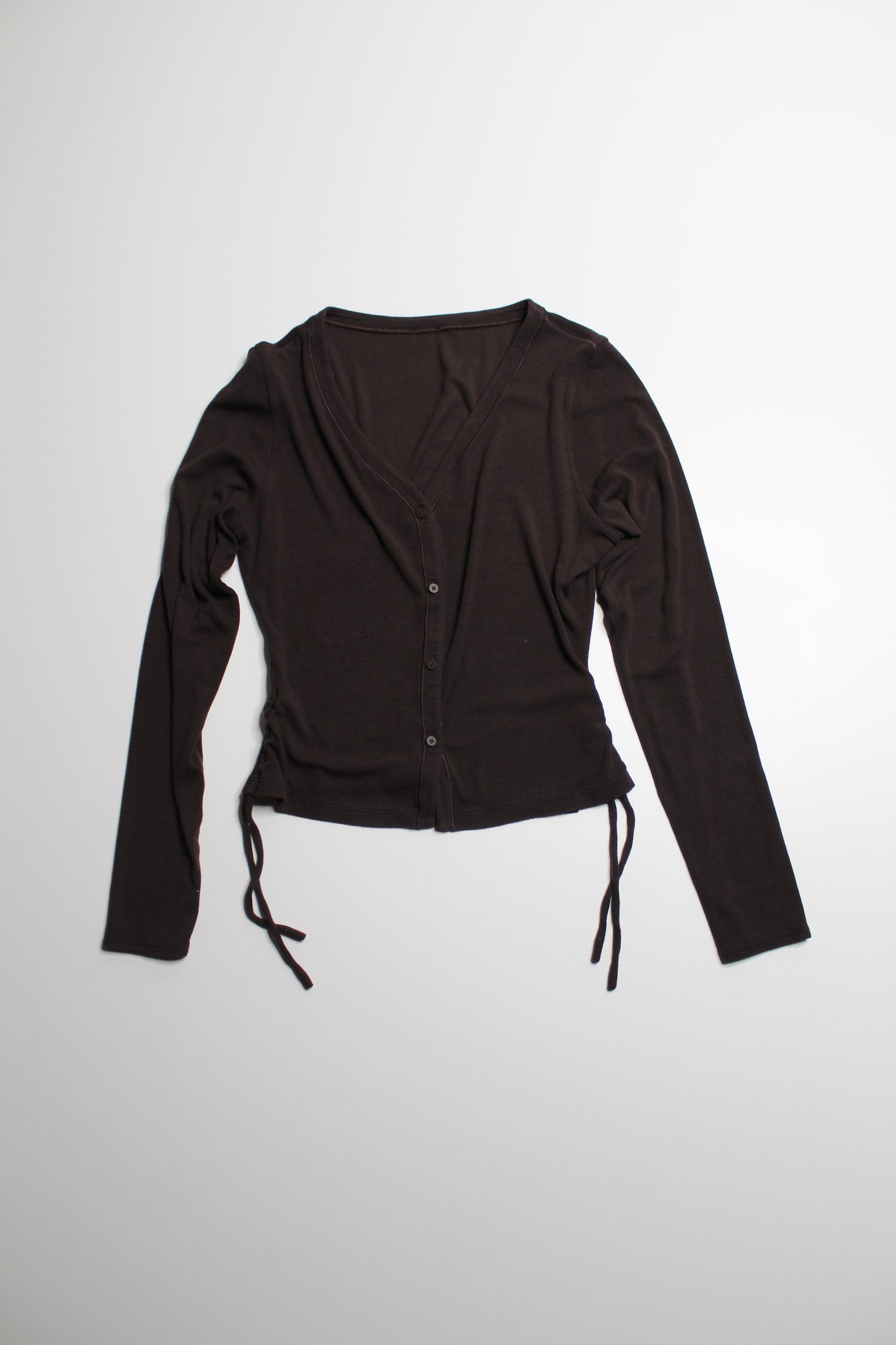 Lululemon dark brown ‘hold tight’ side cinch cardigan, no size. Fits like 6
