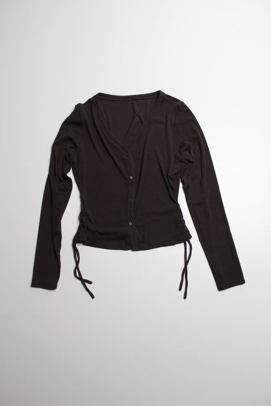 Lululemon dark brown ‘hold tight’ side cinch cardigan, no size. Fits like 6