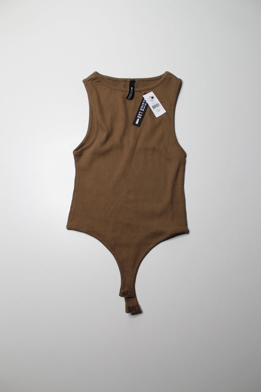 Design Lab walnut ribbed v neck bodysuit, size small *new with tags (additional 50% off)