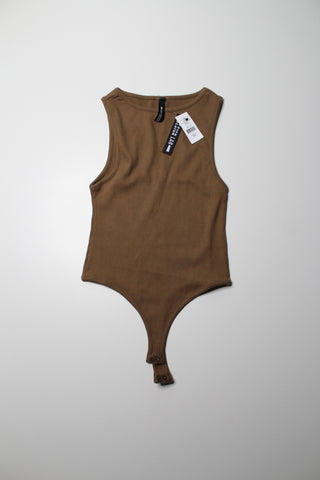 Design Lab walnut ribbed v neck bodysuit, size small *new with tags