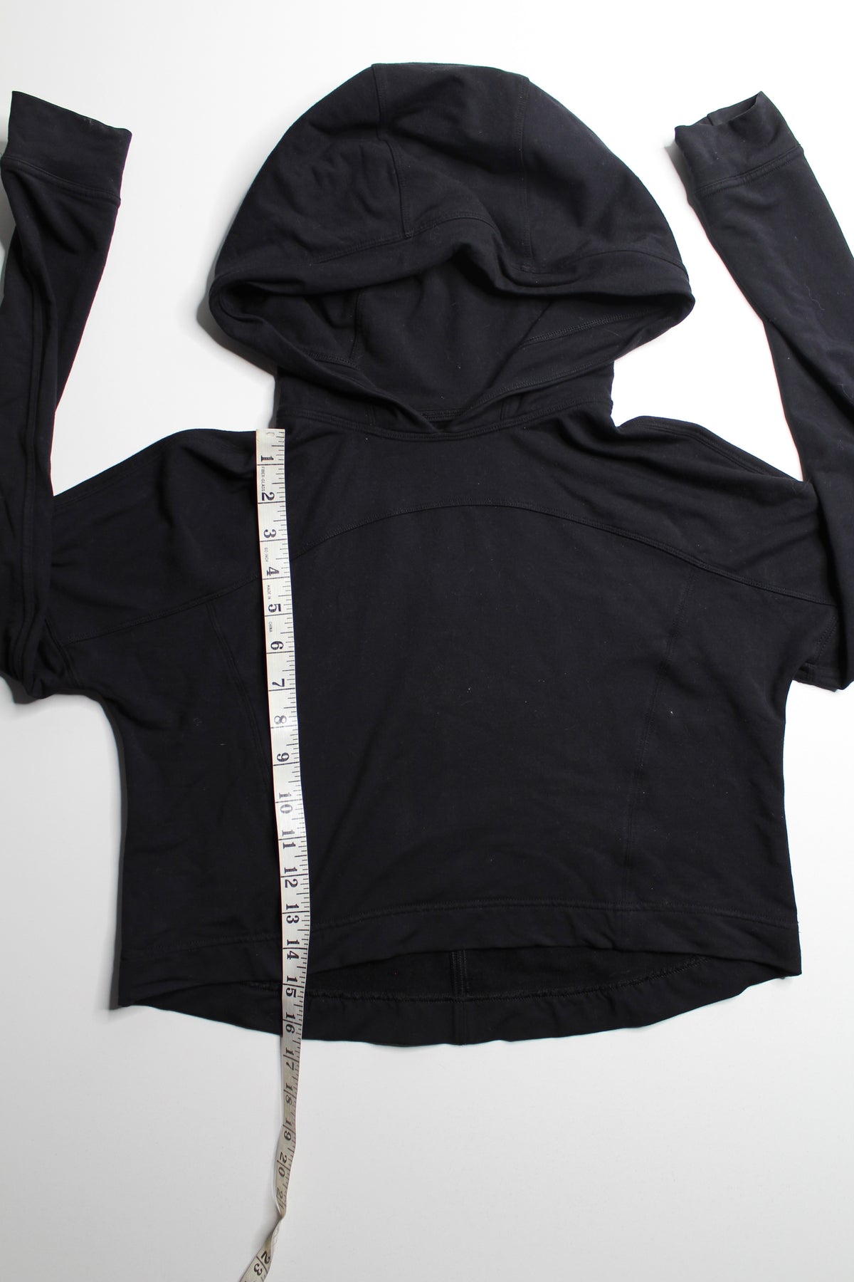 Lululemon black stretch French terry ‘ceremony’ pullover hoodie, no size. Fits like 4 (oversized fit)