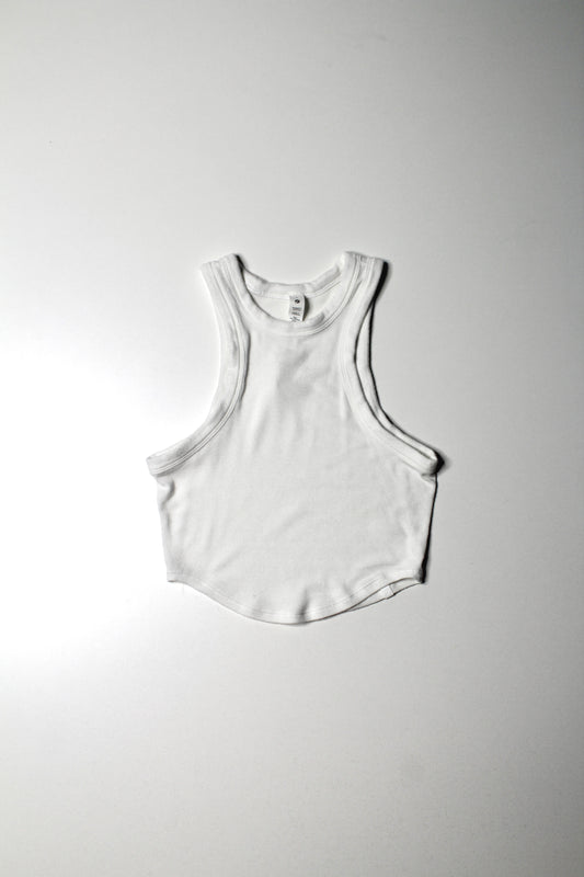 Lululemon white ‘hold tight’ high neck cropped tank, size 2
