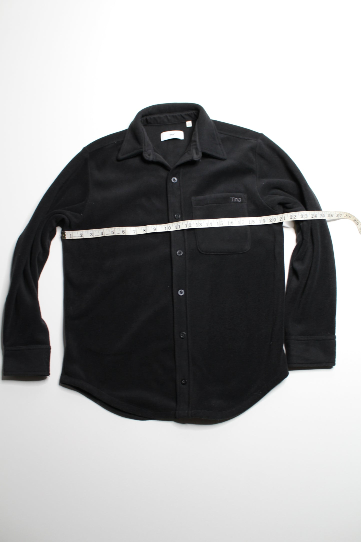 Aritzia TNA black ‘sno polar’ fleece button up shirt, size small
