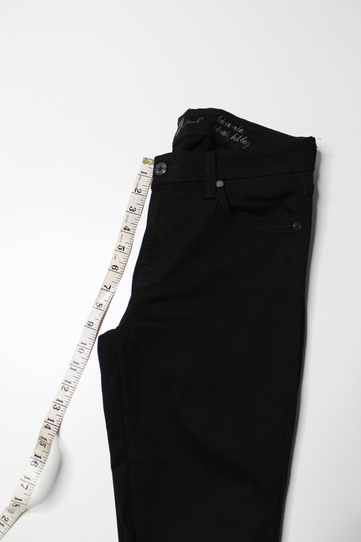 7 For All Mankind black mid rise ‘kimmie straight’ leg black denim pant, size 29 (32”)  (additional 20% off)