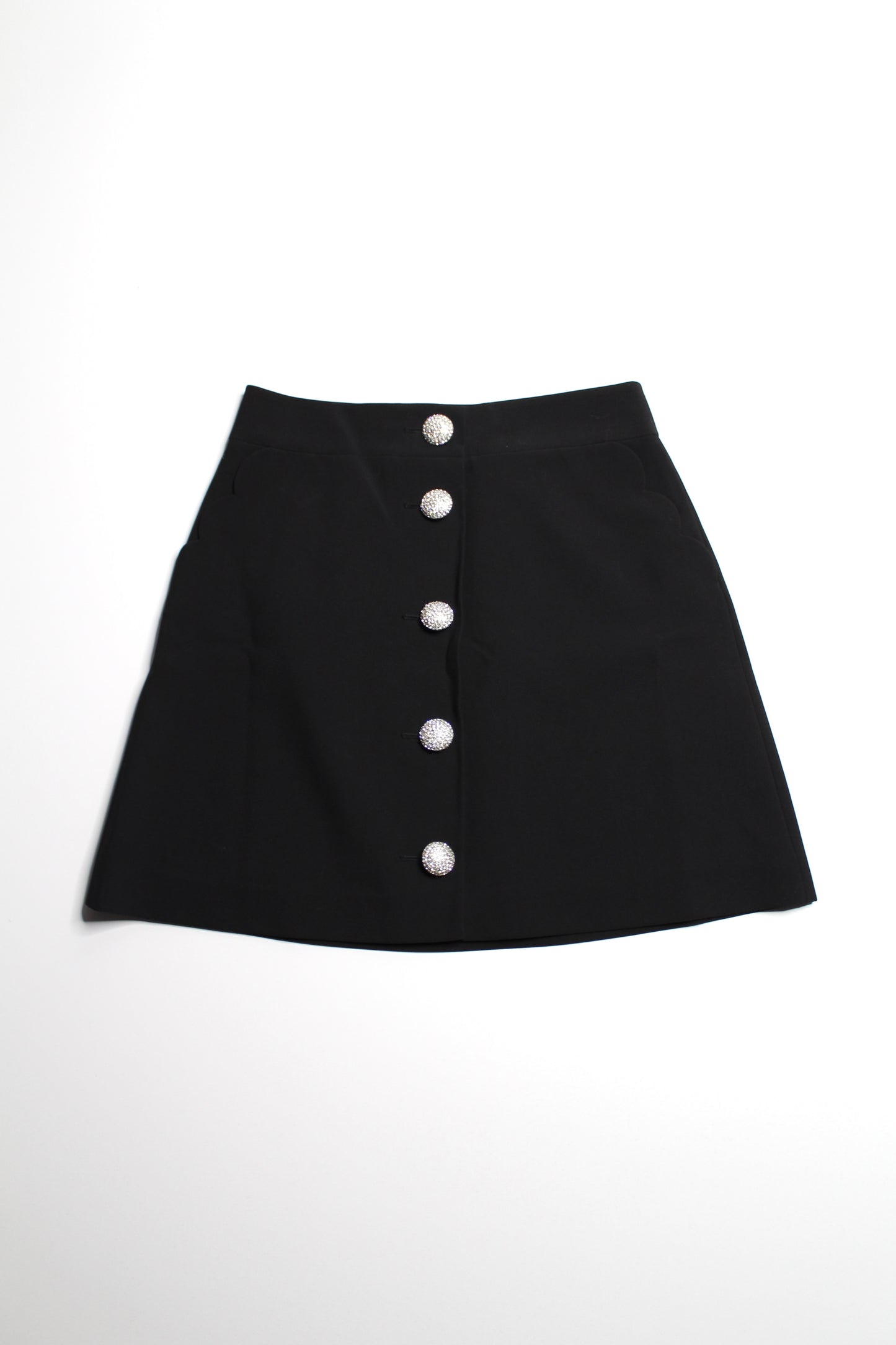 Kate Spade black high waisted button front a line skirt, size 6 (additional 20% off)