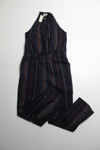 Anthropologie Dolan navy rainbow pinstripe jumpsuit, size medium *new with tags (additional 10% off)