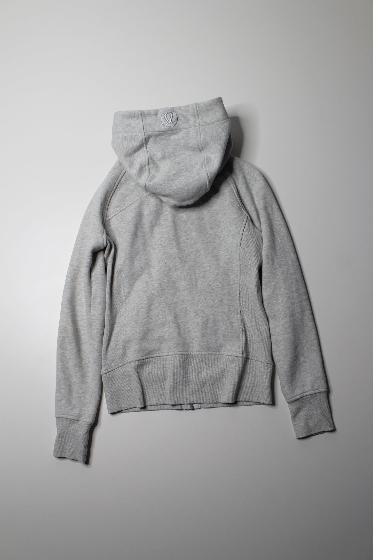 Lululemon heathered light grey scuba full zip hoodie, size 4 *light cotton fleece