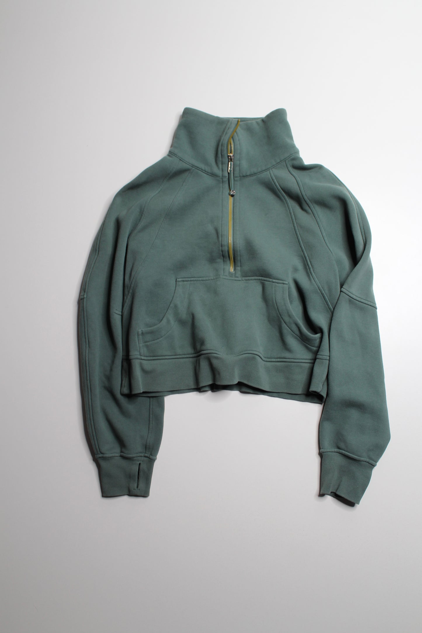 Lululemon sage green 'oversized scuba 1/2 zip' hoodie size xs/s (fits 4/6)