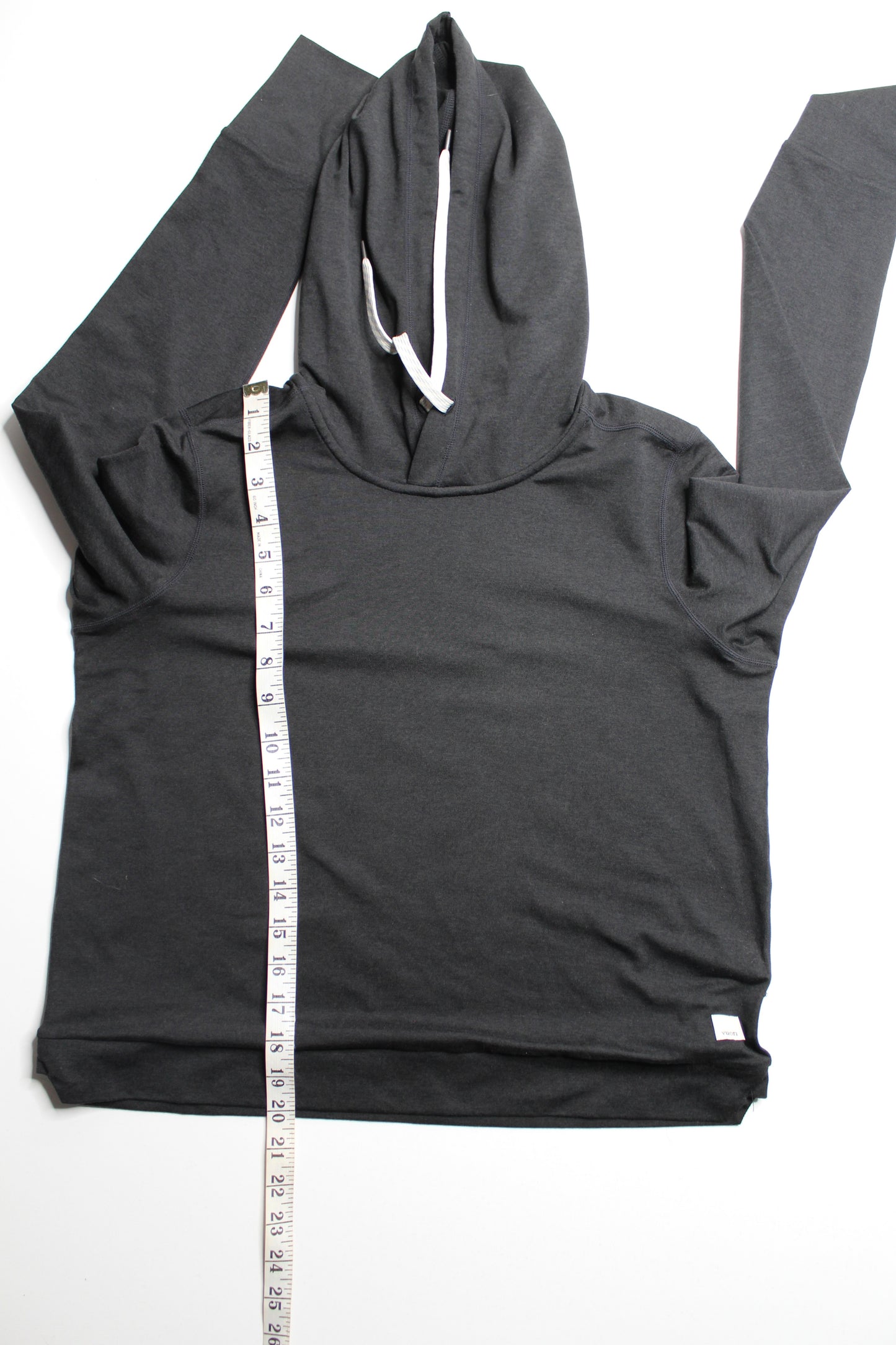 Vuori black pullover hoodie, size small (relaxed fit)