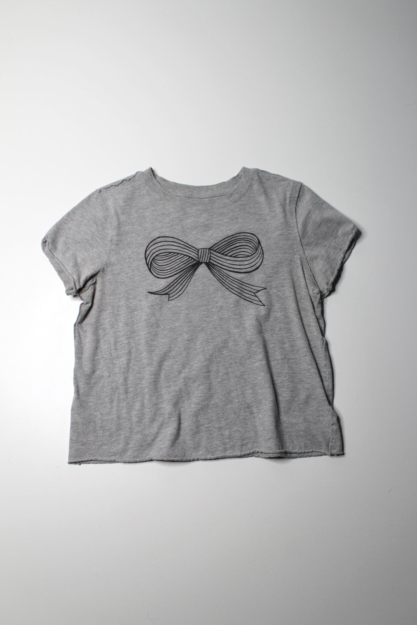 Anthropologie Maeve heathered grey ‘bow’ t shirt, size xs (fits like small)