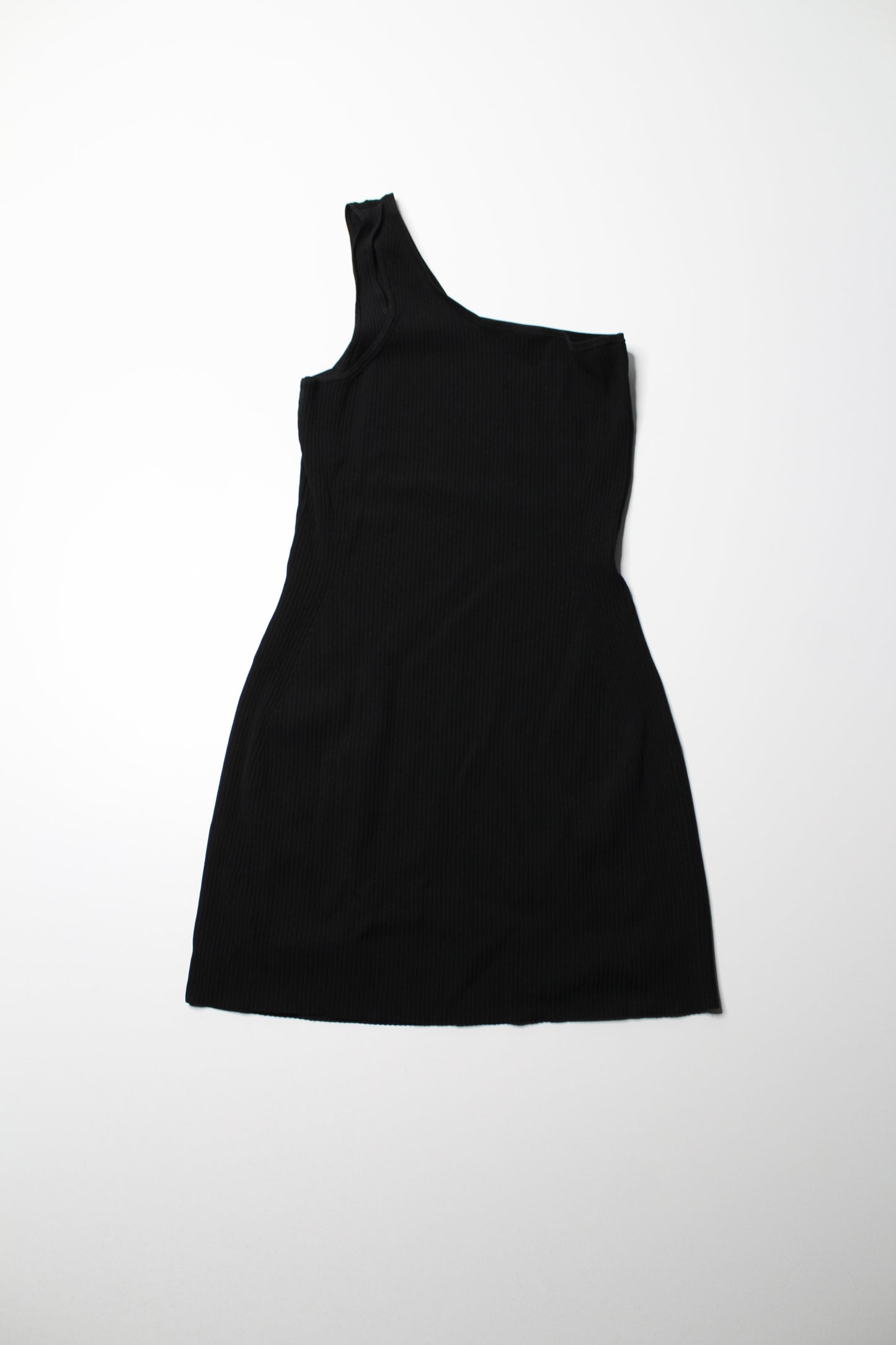 Lululemon black one shoulder ribbed dress, size medium (price reduced: was $68)