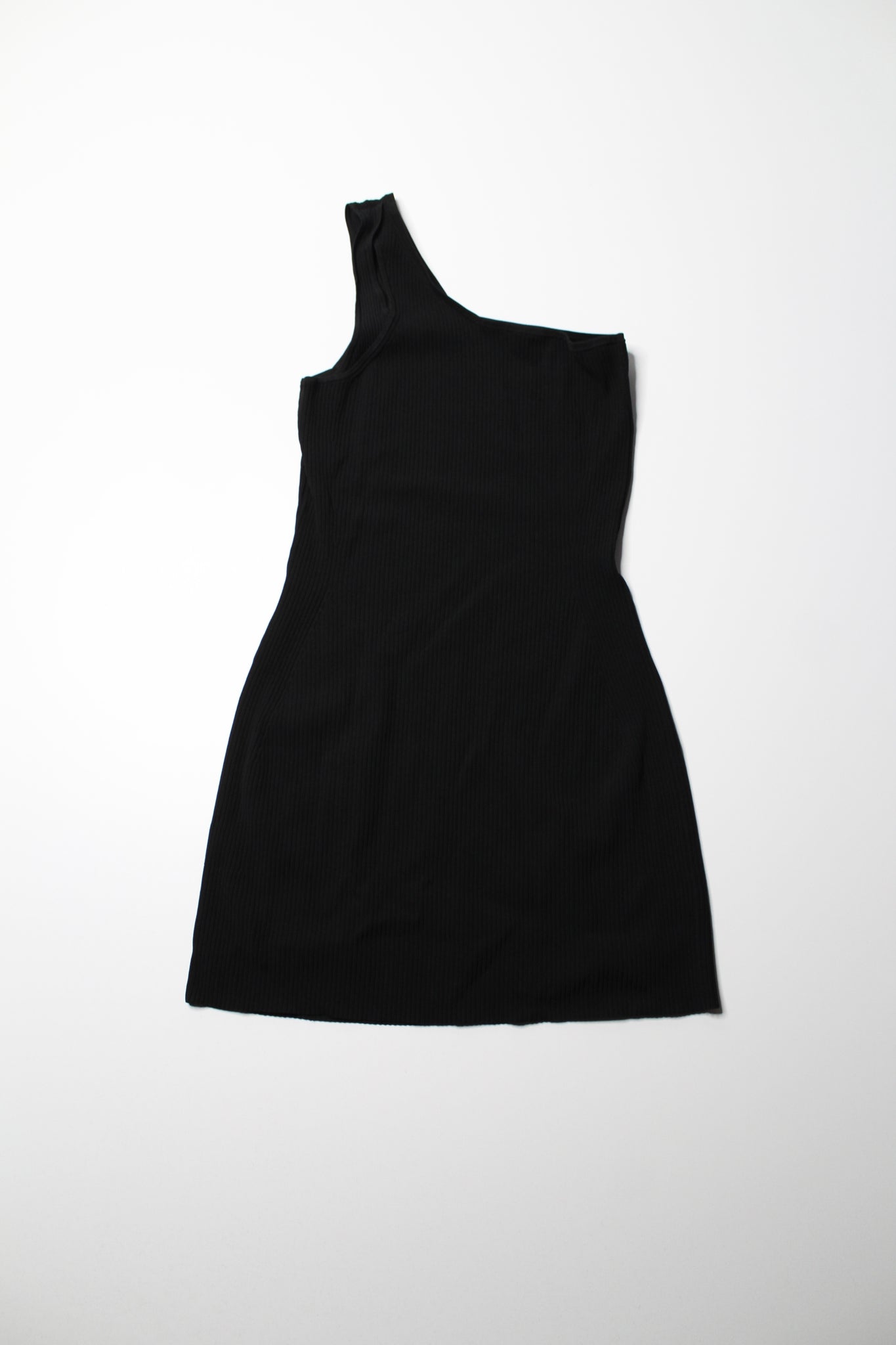 Lululemon black one shoulder ribbed dress, size medium