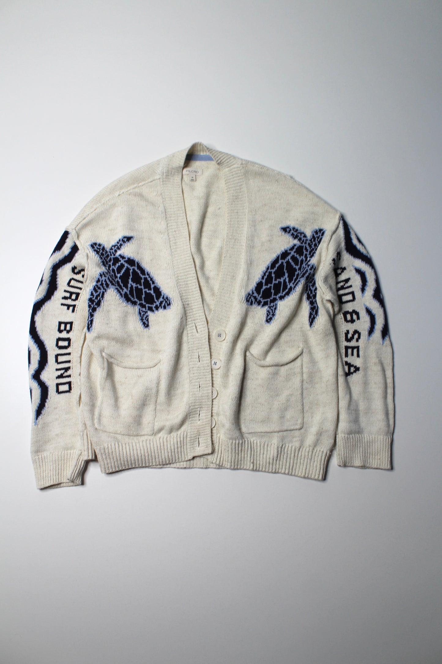 Anthropologie Pilcro relaxed sea turtle cardigan, size small (relaxed fit)