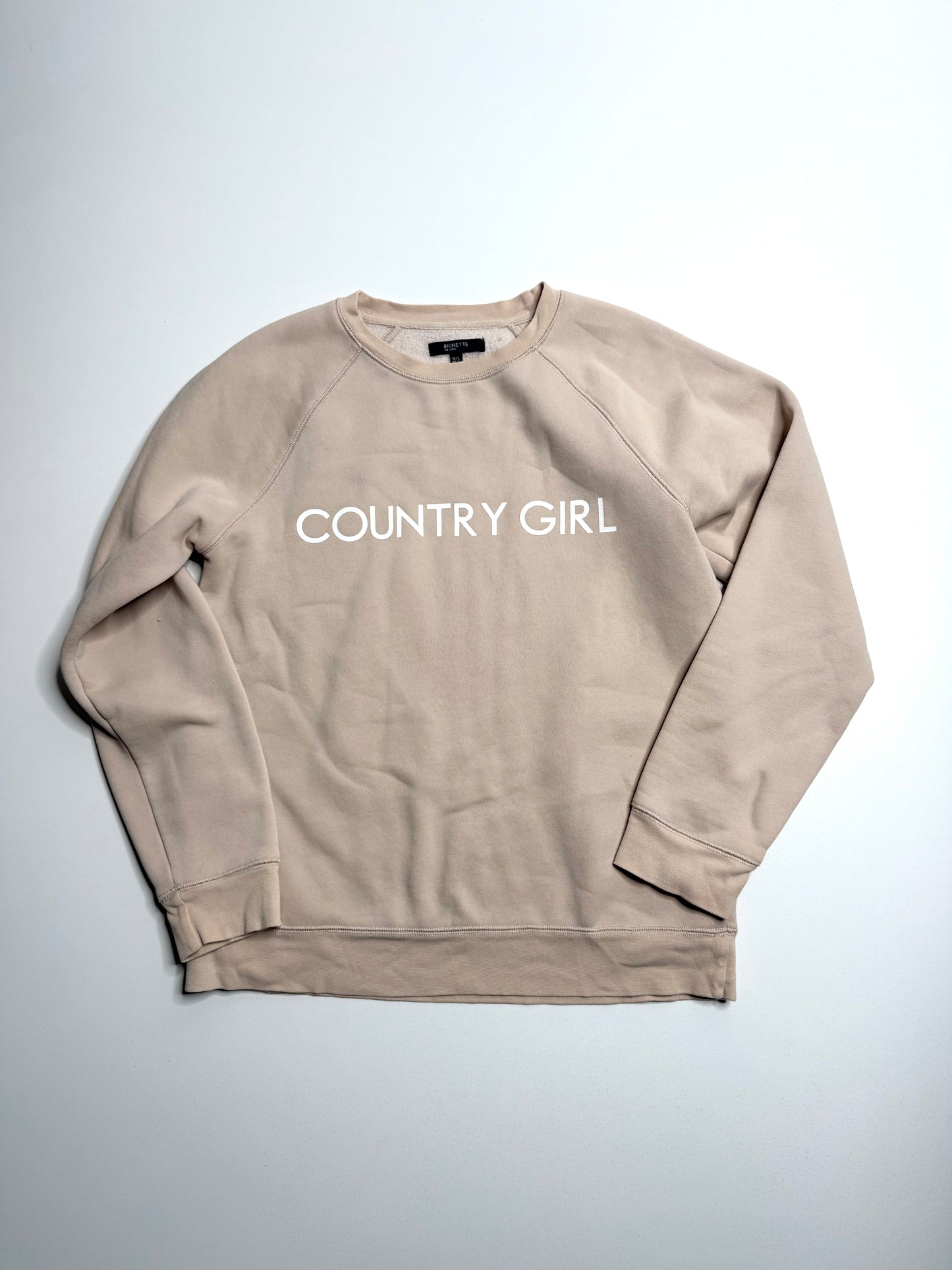 Brunette the label beige ‘COUNTRY GIRL’ sweatshirt, size M/L