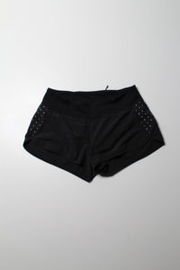 Lululemon black/reflective polka dot speed shorts, size 4