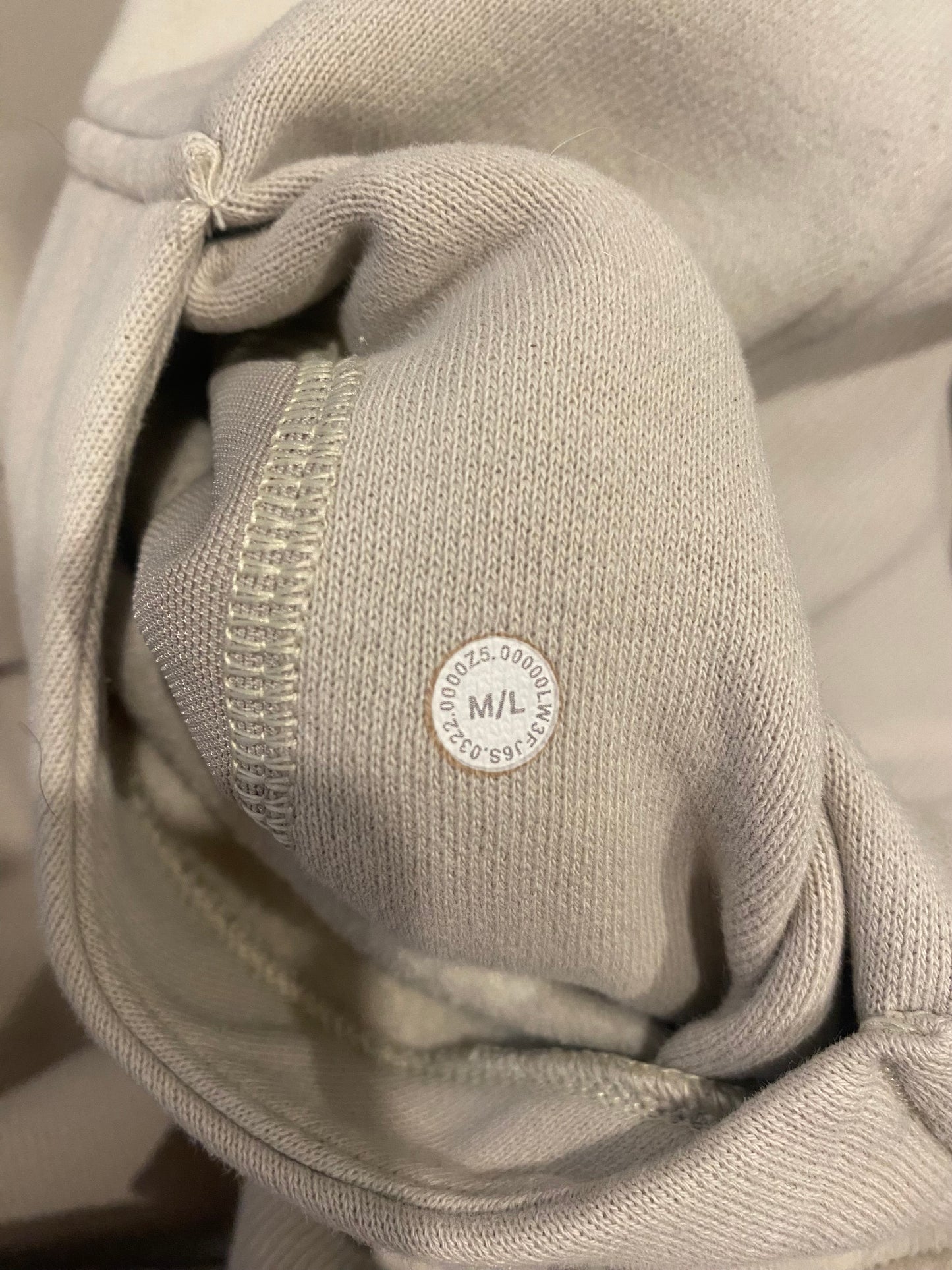 Lululemon natural ivory (light beige) oversized funnel neck scuba zip up, size M/L