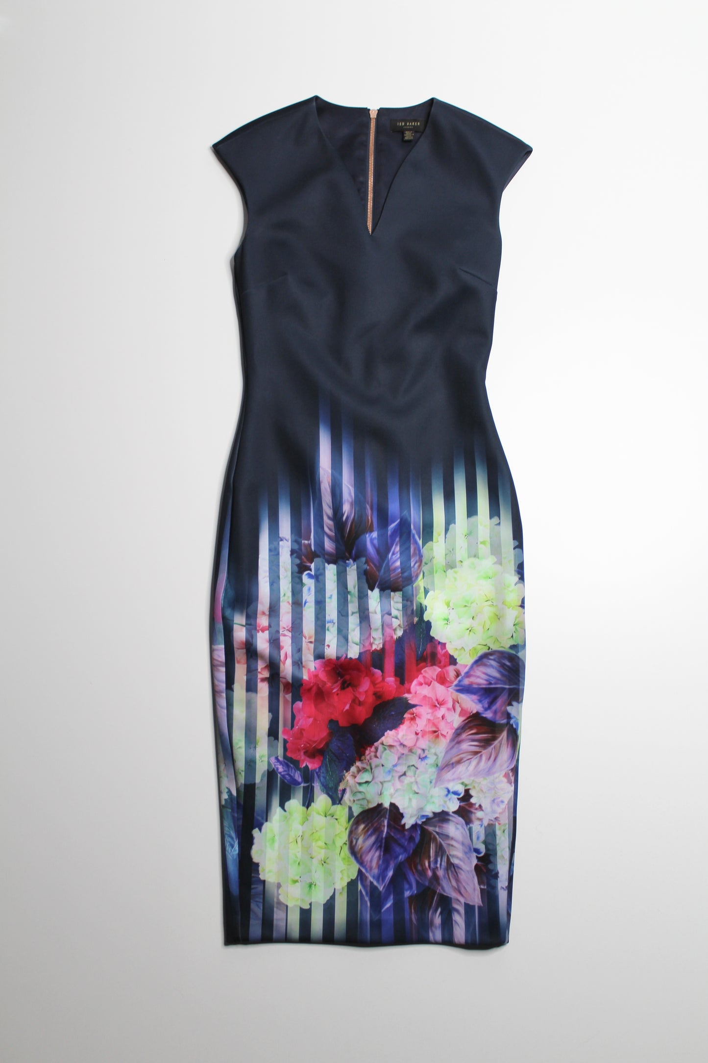 Ted Baker rimena vespera hydrangea haze midi pencil cocktail dress, size 2 (size small) (was $125)