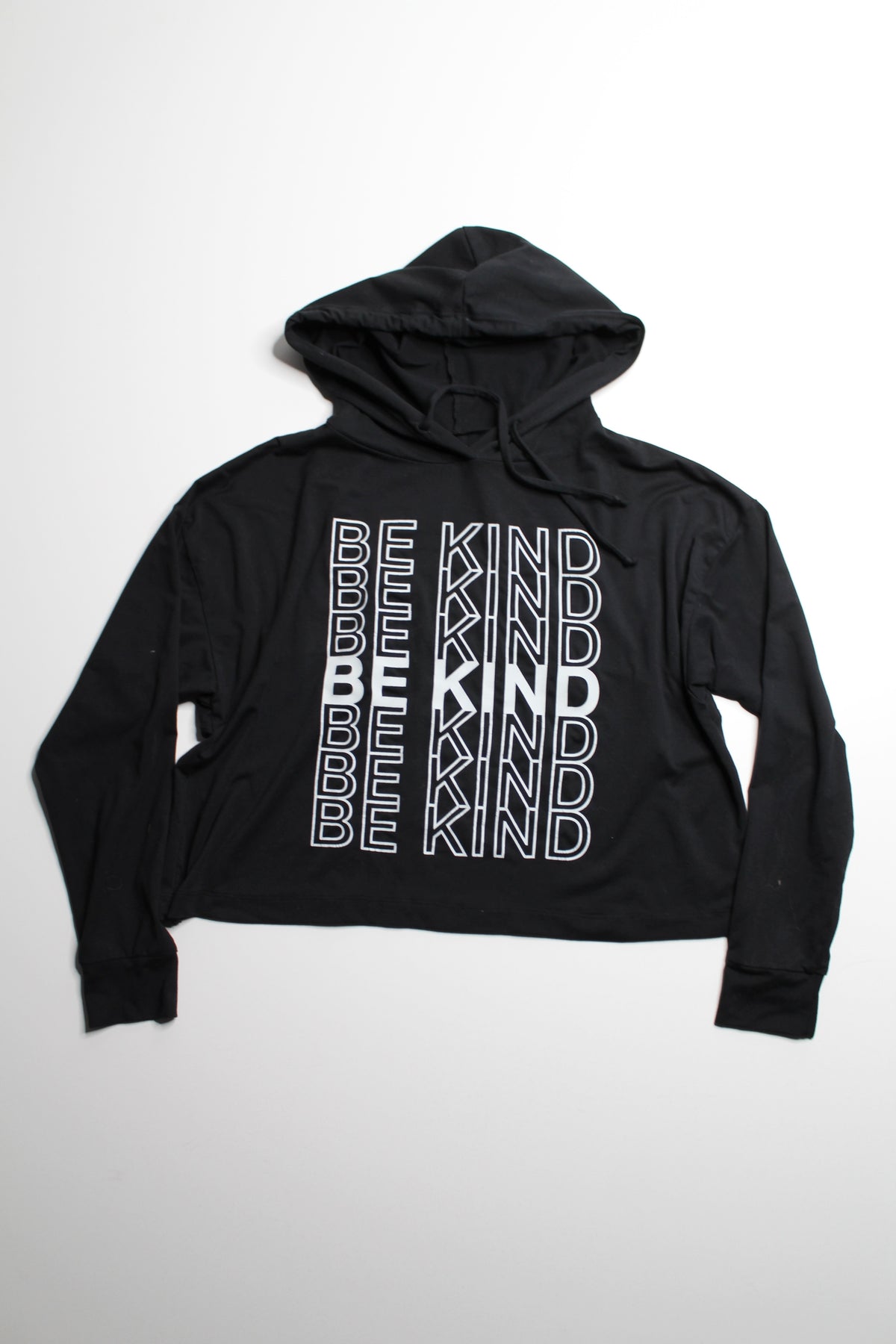 Good HYOUman ‘be kind’ black long sleeve hoodie, size xs (loose fit)
