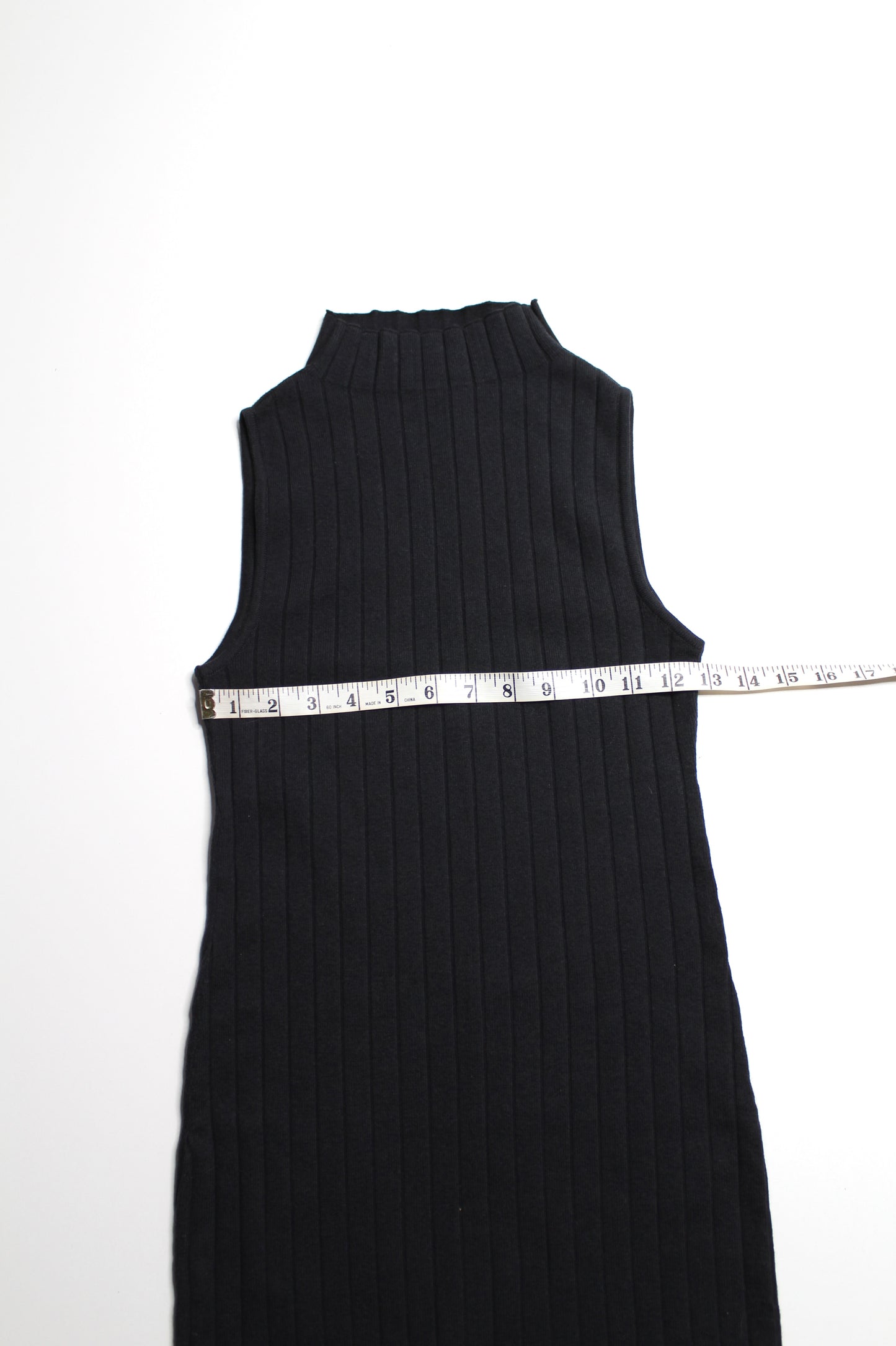 Organic Basics black soft knit ribbed mock neck mini sweater dress, size xsmall (additional 50% off at checkout)