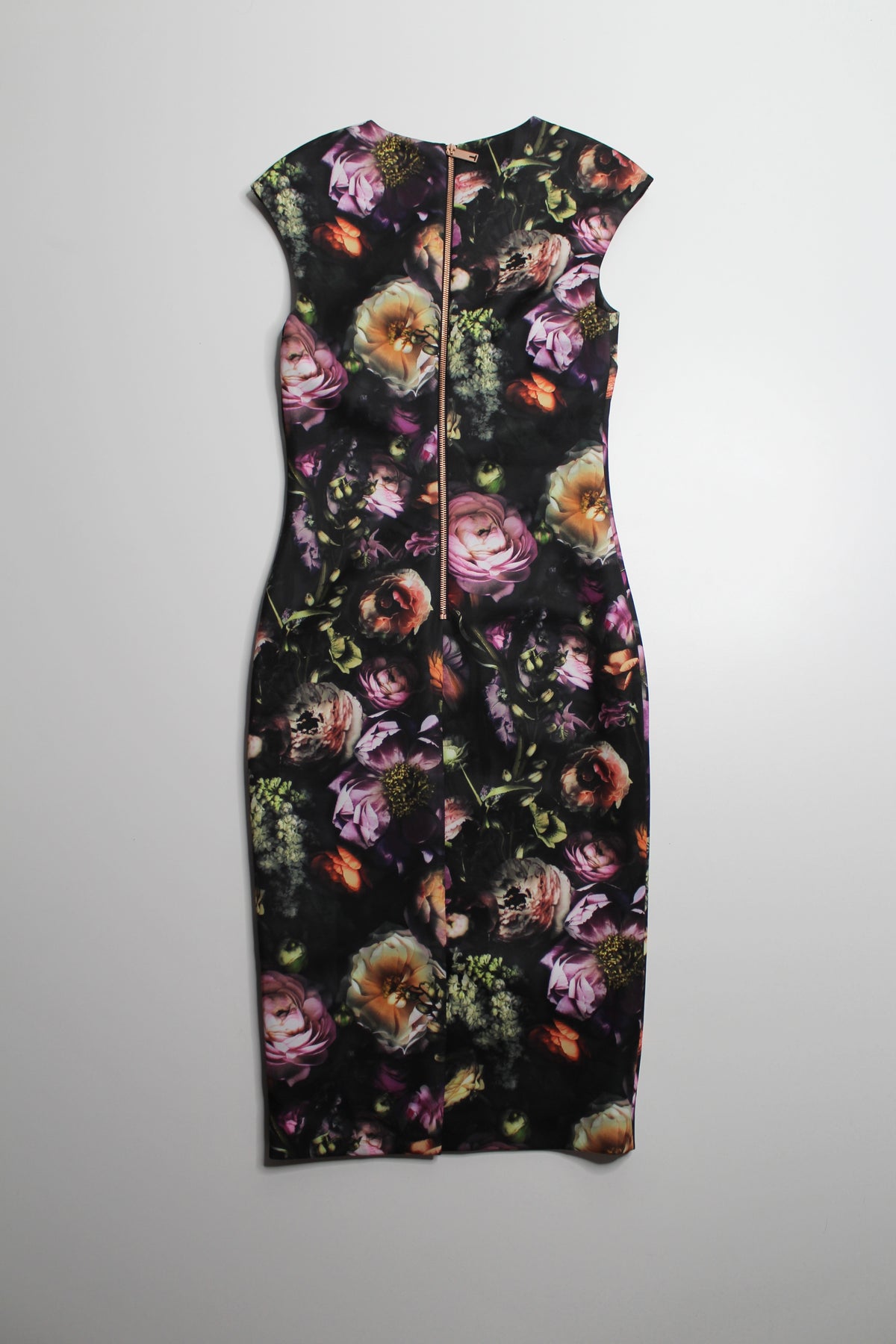Ted Baker floral midi pencil cocktail dress, size 2 (size small)