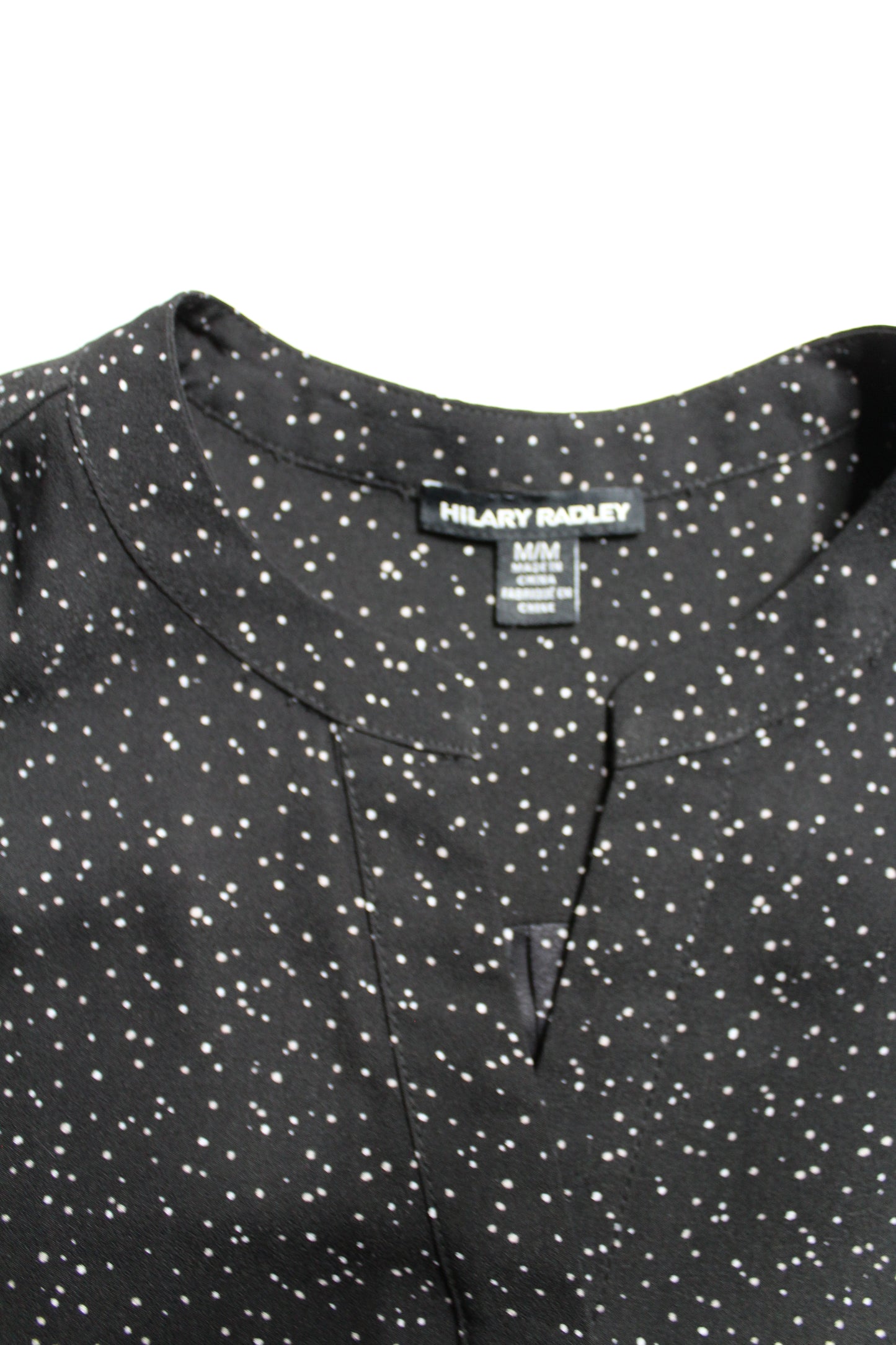 Hilary Radley black/white speckled blouse, size medium