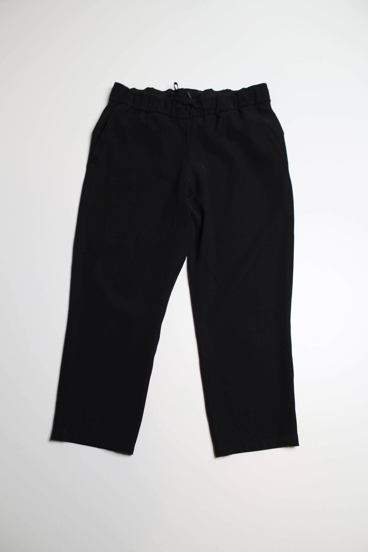 Lululemon black on the fly pant, size 8 (hemmed to 24” crop length) *woven (price reduced: was $50)