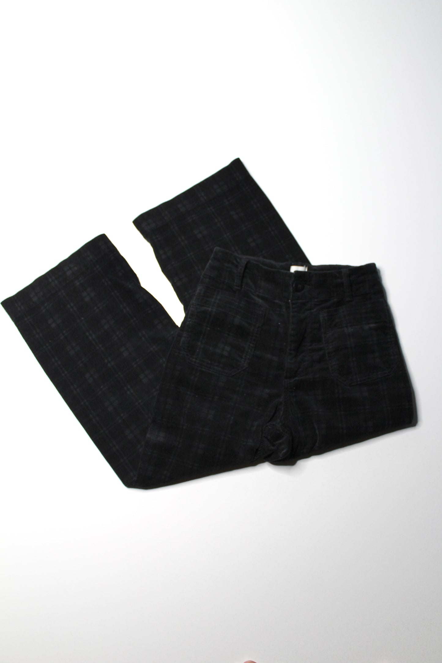 Anthropologie Maeve black/grey corduroy high rise culotte wide leg pant, size 27 (24”)