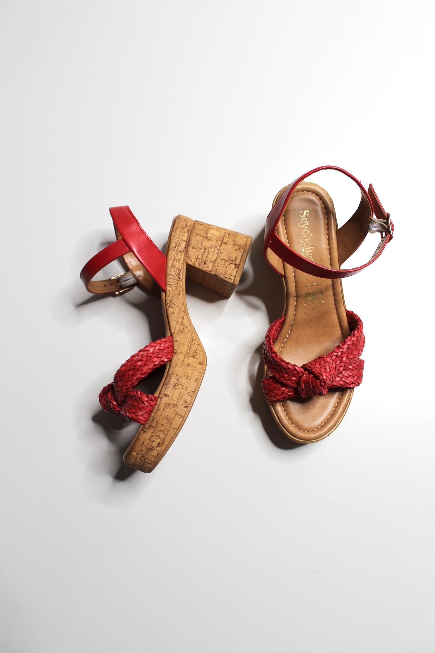 Anthropologie Seychelles red ‘musical platform’ sandal, size 6 (fits like 6.5) (sale: was $68)