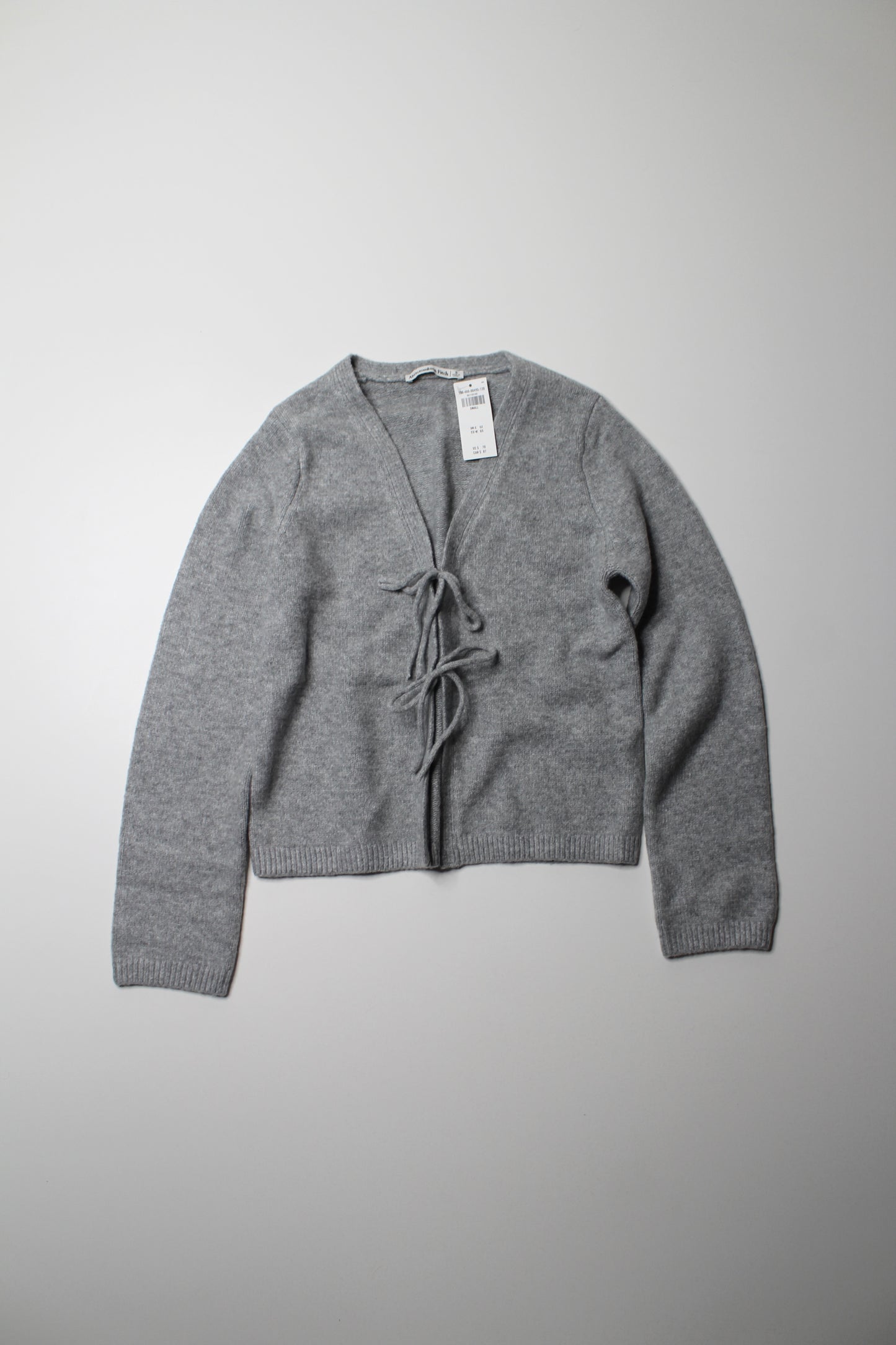 Abercrombie & Fitch grey tie front cardigan, size small *new with tags