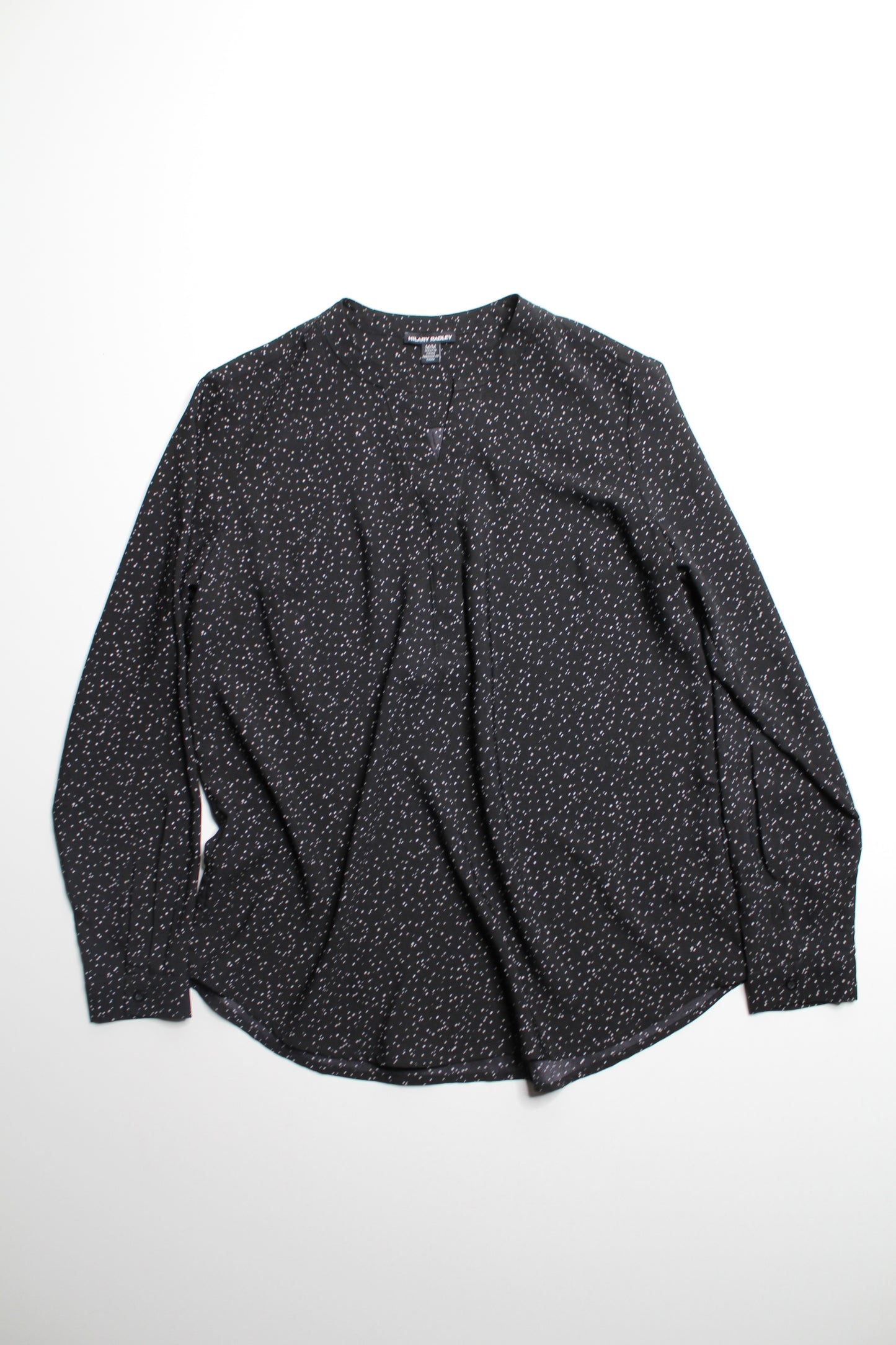 Hilary Radley black/white speckled blouse, size medium