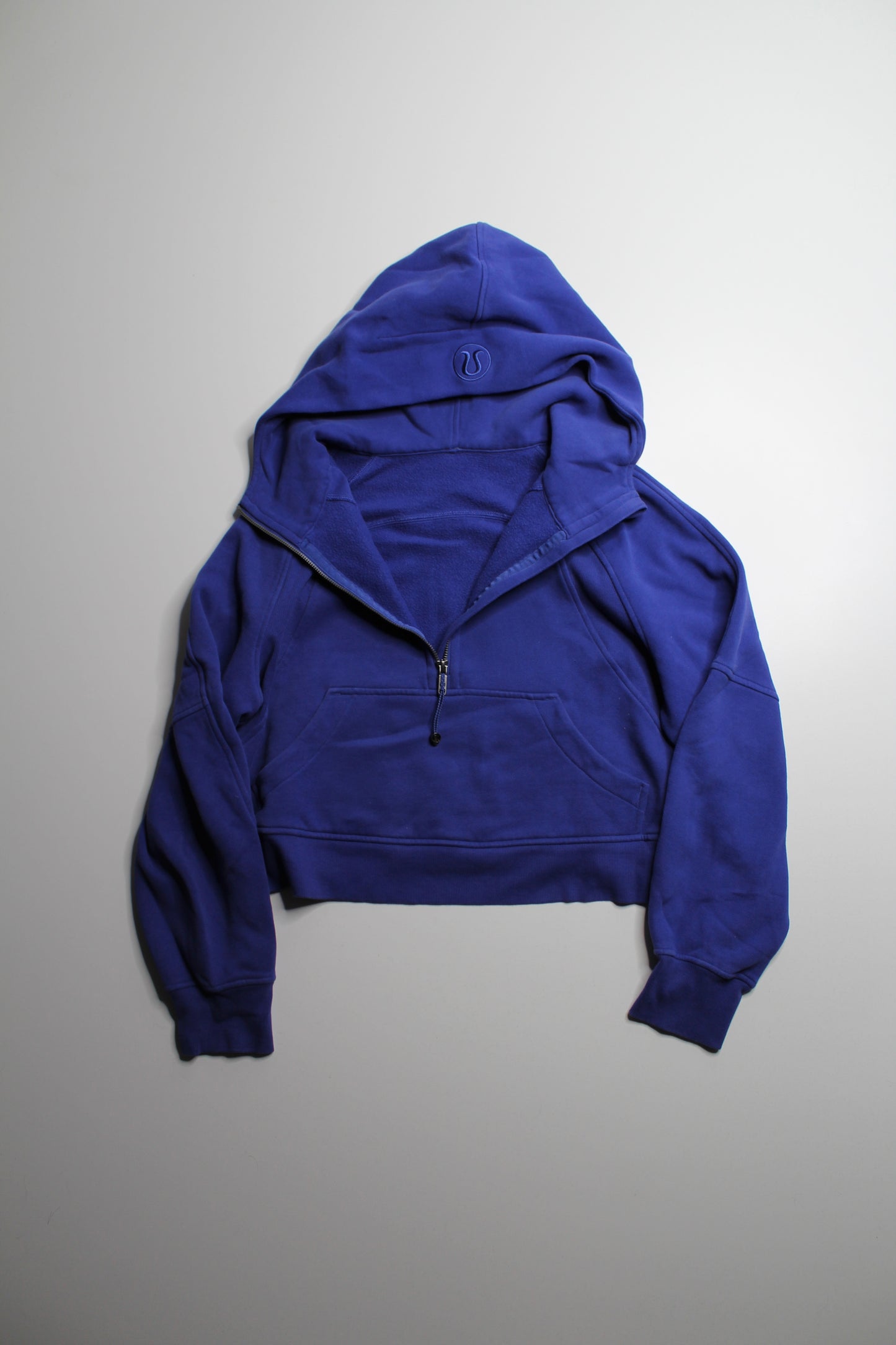 Lululemon blue 'oversized scuba 1/2 zip' hoodie size xs/s (fits 4/6)