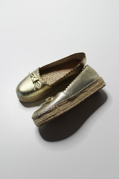 Kate Spade metallic gold ‘bow’ espadrilles slip on shoes, size 6