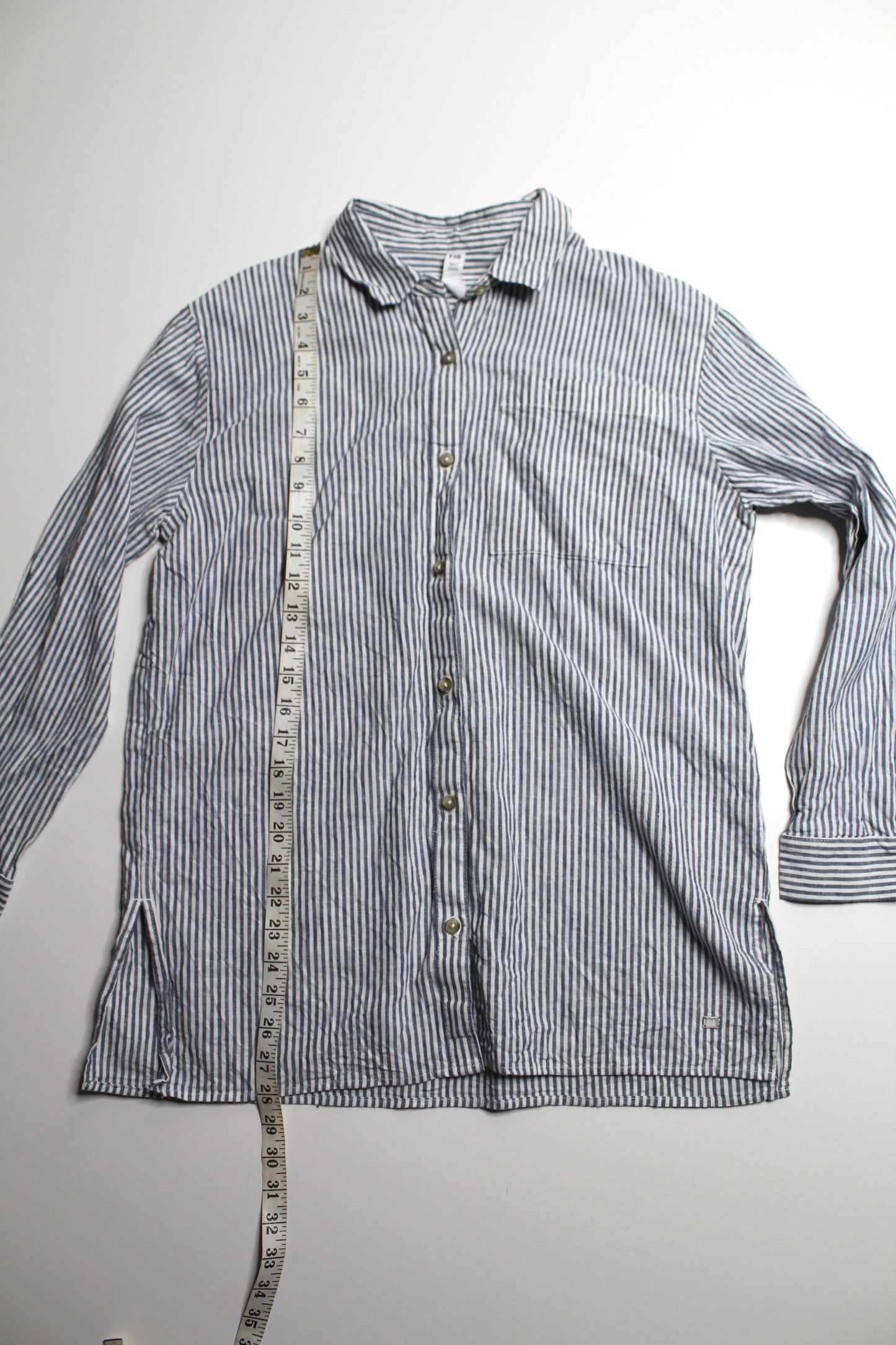 FIG striped linen ‘leidy’ button up long sleeve, size small