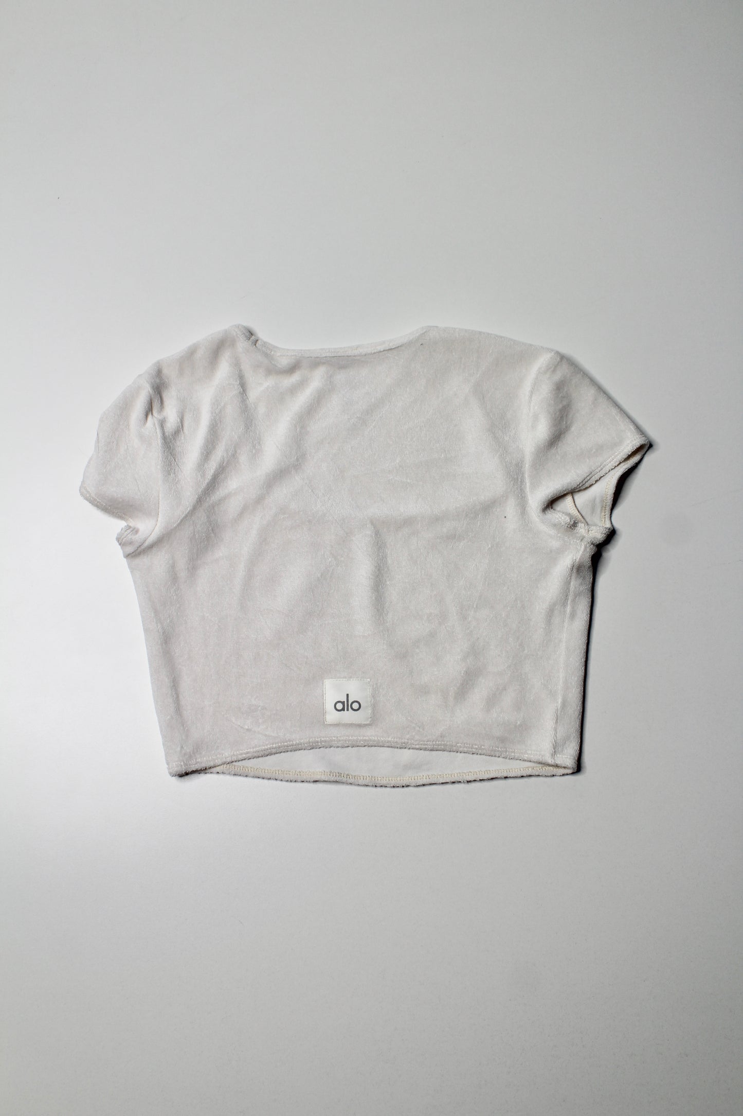 Alo Yoga ivory beachside terry cropped short sleeve, size small (additional 10% off)