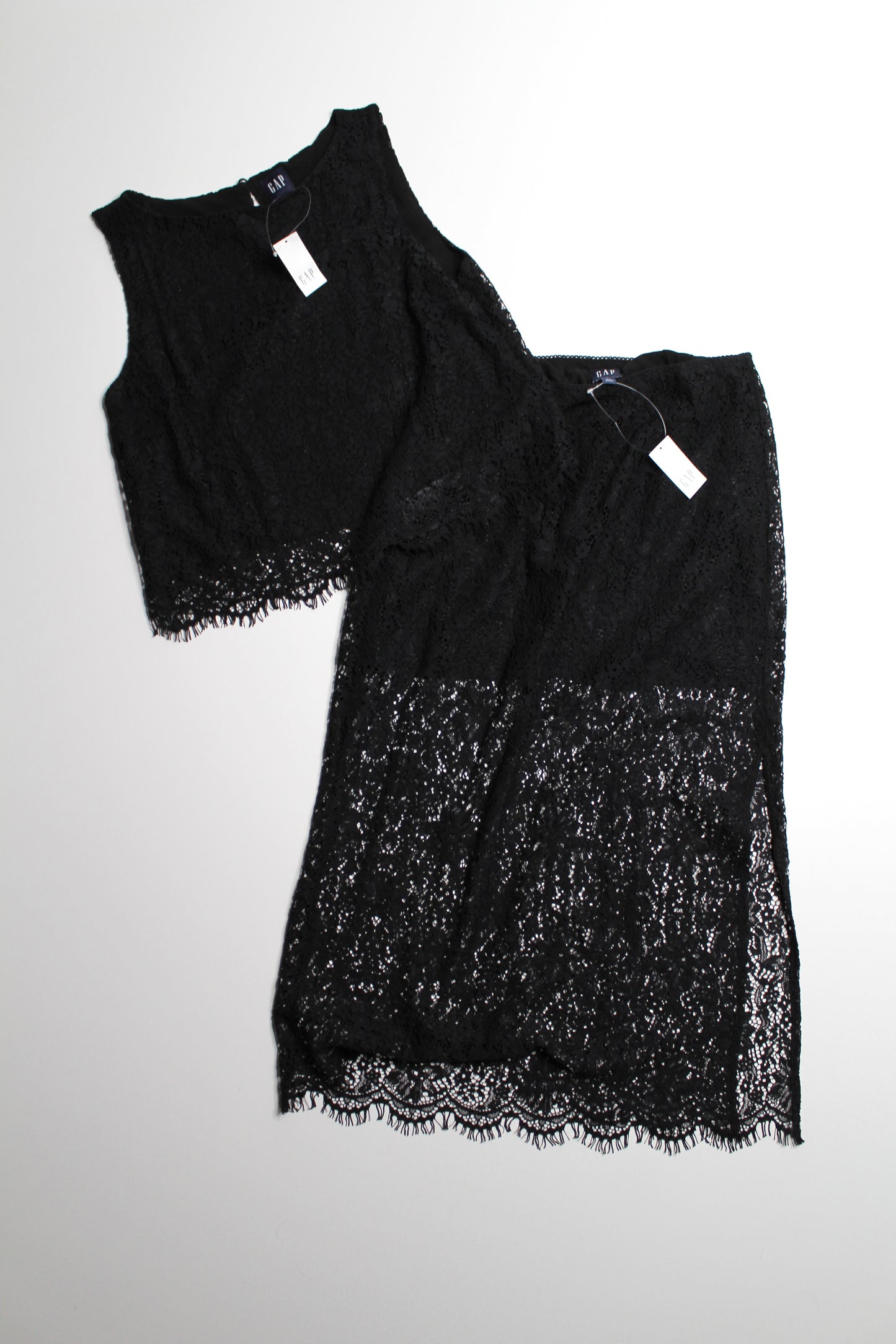 Gap black lace boatneck sleeveless top, size small *new with tags *matching skirt available (additional 50% off at checkout)