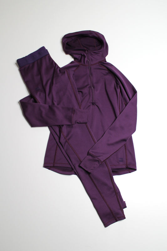 STYLE BOX MEC base layer purple leggings + pullover hoodie long sleeve SET, size xs (includes 2 pieces)