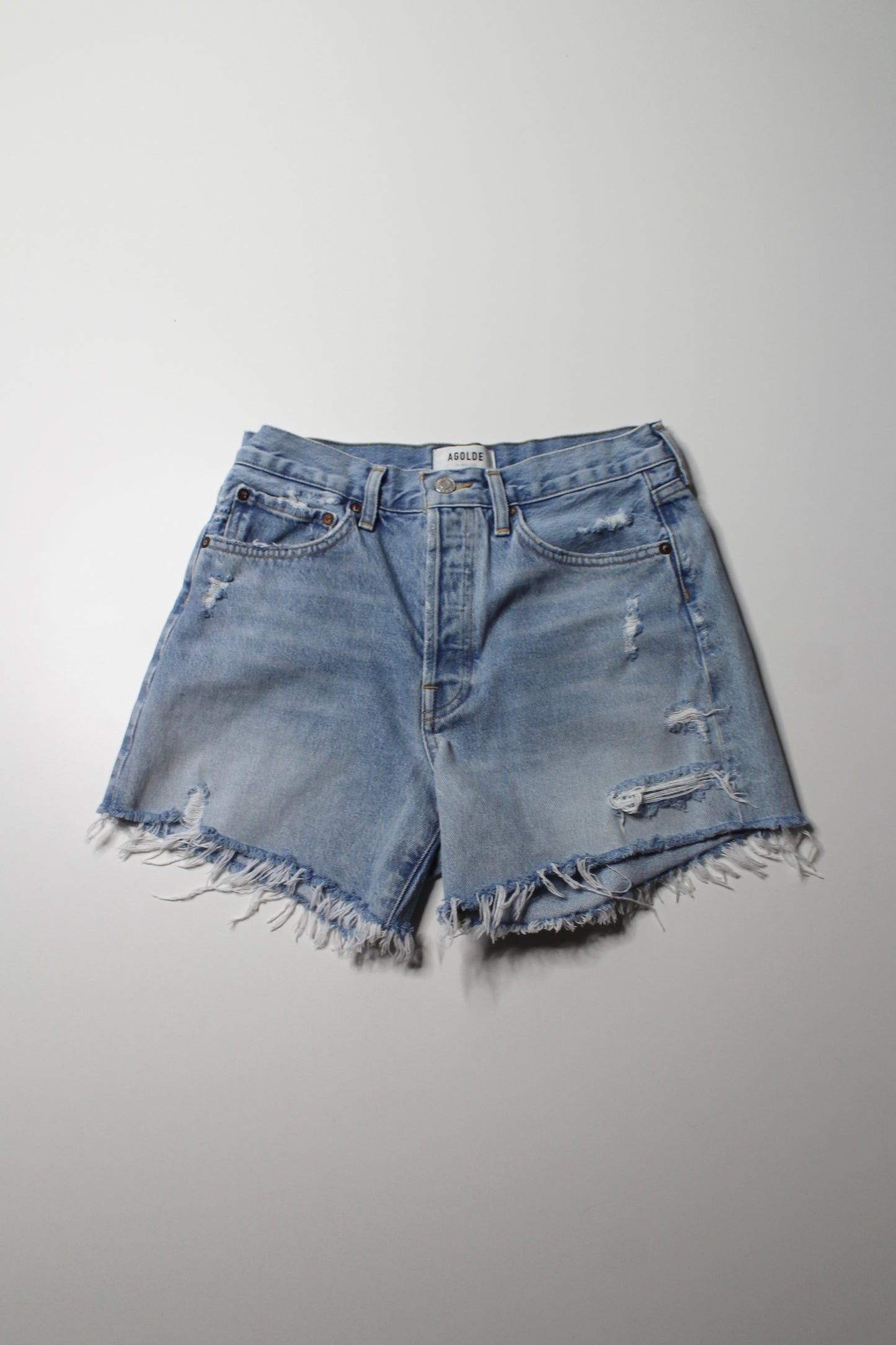 AGOLDE high rise cut off ‘parker long’ jean shorts, size 26 (price reduced: was $68)