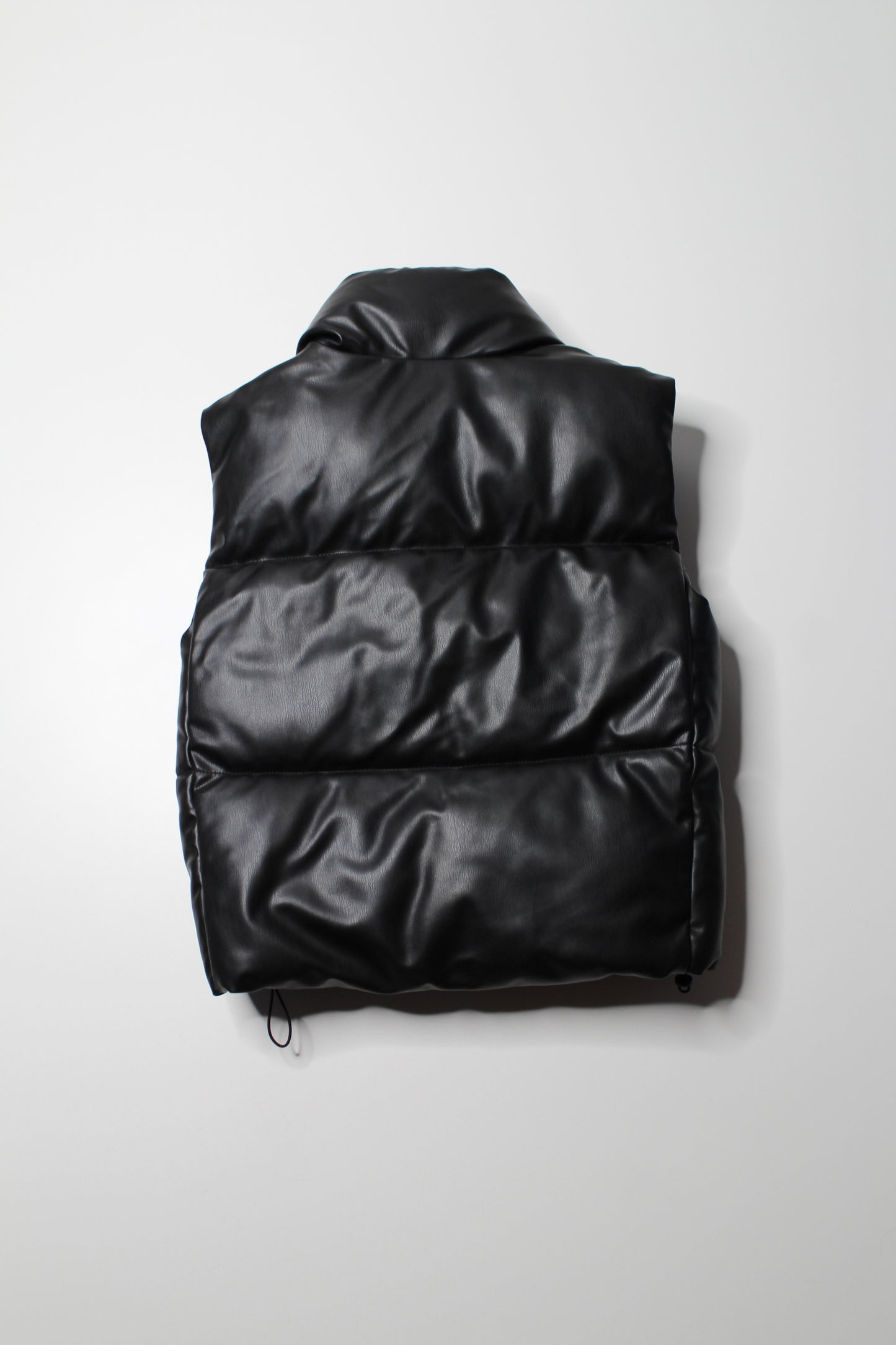 Zara black faux leather puffer vest, size xs (relaxed fit)