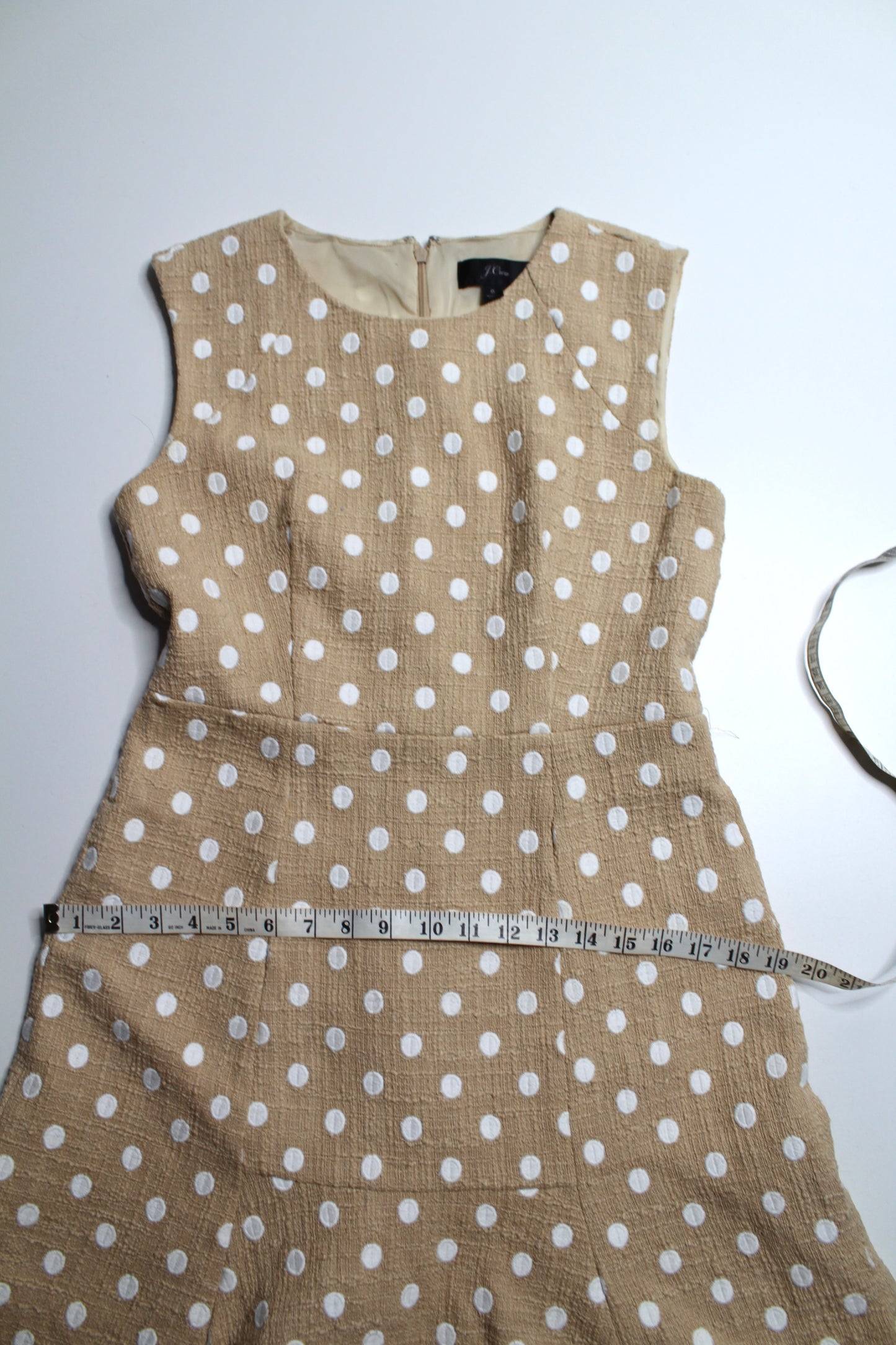 J.CREW beige/white ‘Marcy’ polka dot tweed dress, size 6