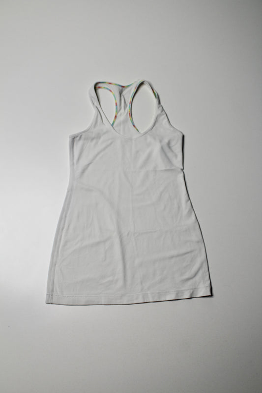 Lululemon white ‘cool racer back’ tank, size 6 *rainbow stitch