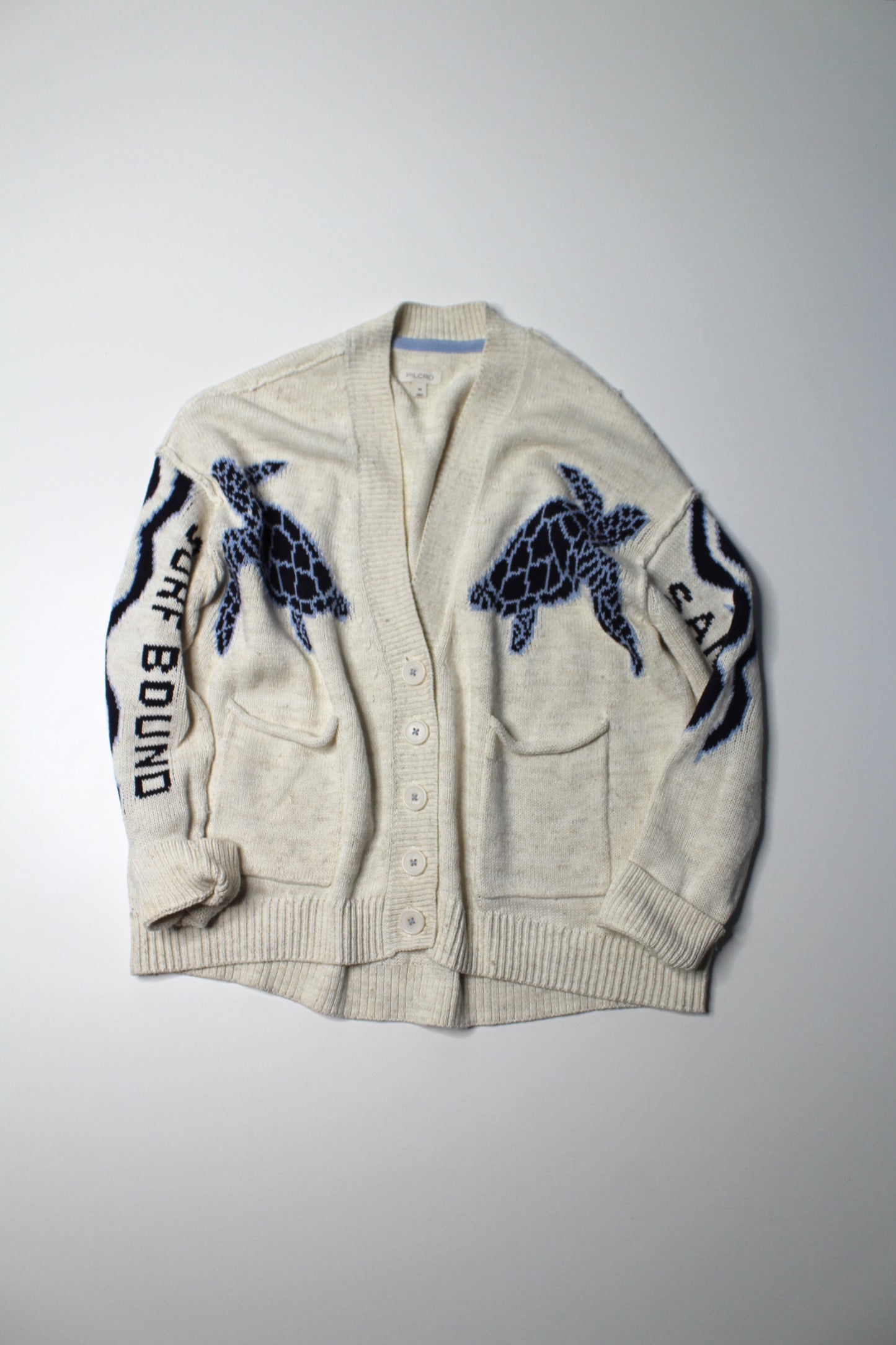 Anthropologie Pilcro relaxed sea turtle cardigan, size small (relaxed fit)