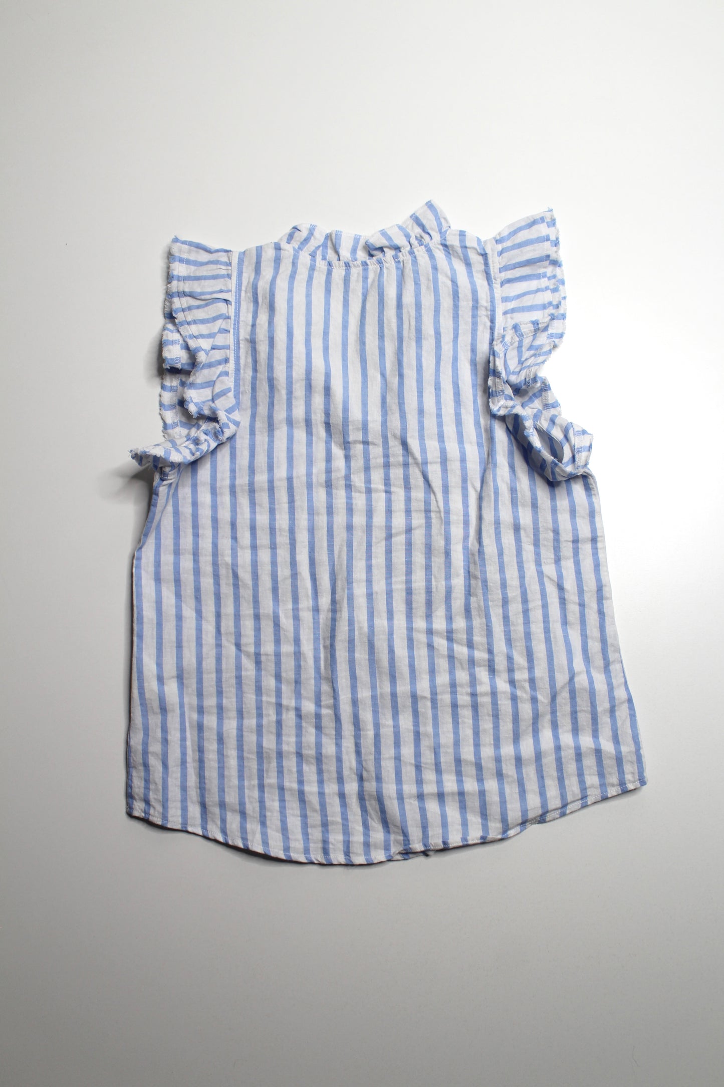 Melissa Nepton blue/white flutter sleeve blouse, size xs