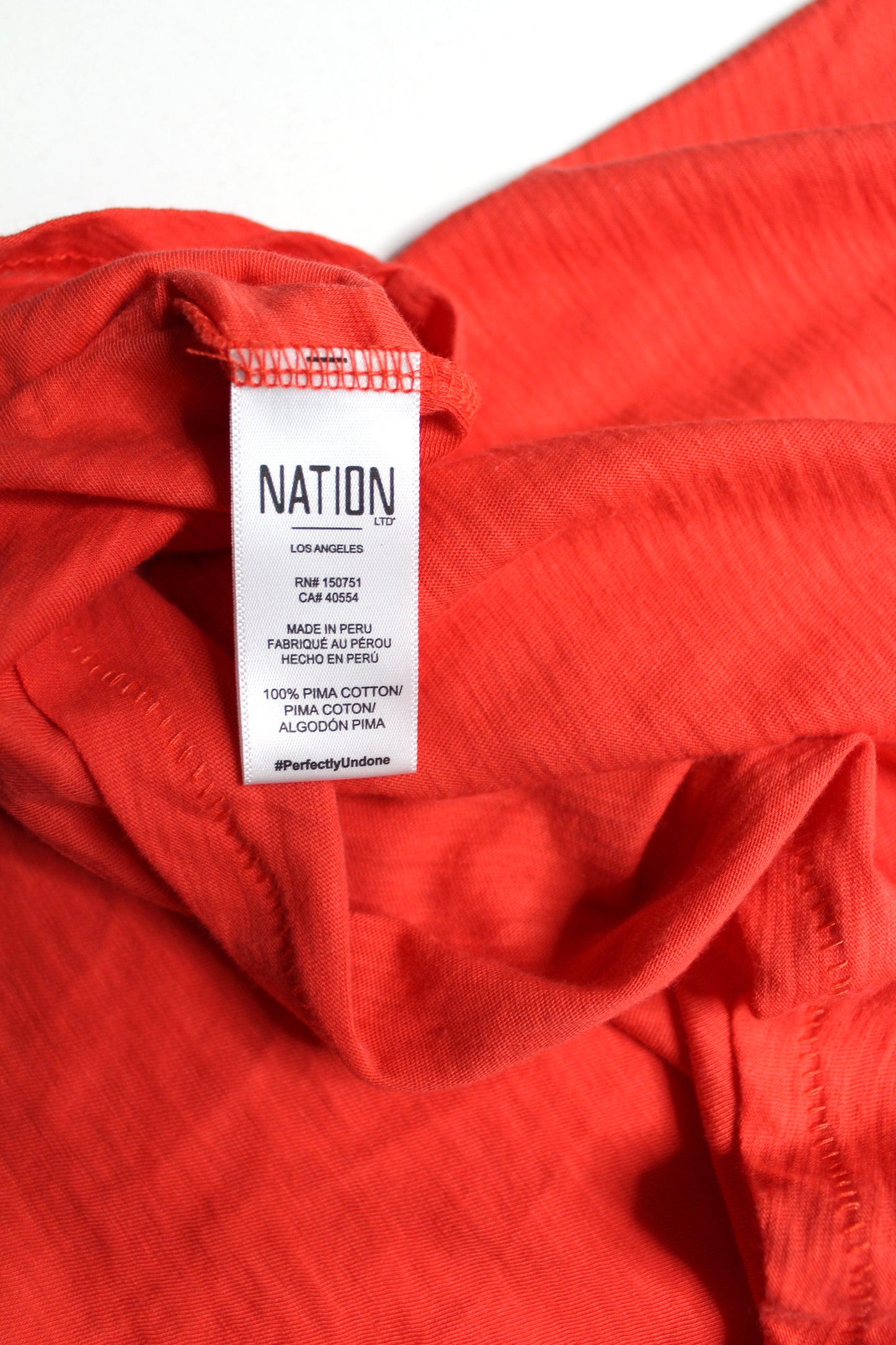 Nation deep orange ruffle t shirt dress, size medium