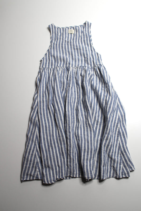 Man In The Studio blue/white sleeveless striped linen smock dress, no size. Fits xs/ small