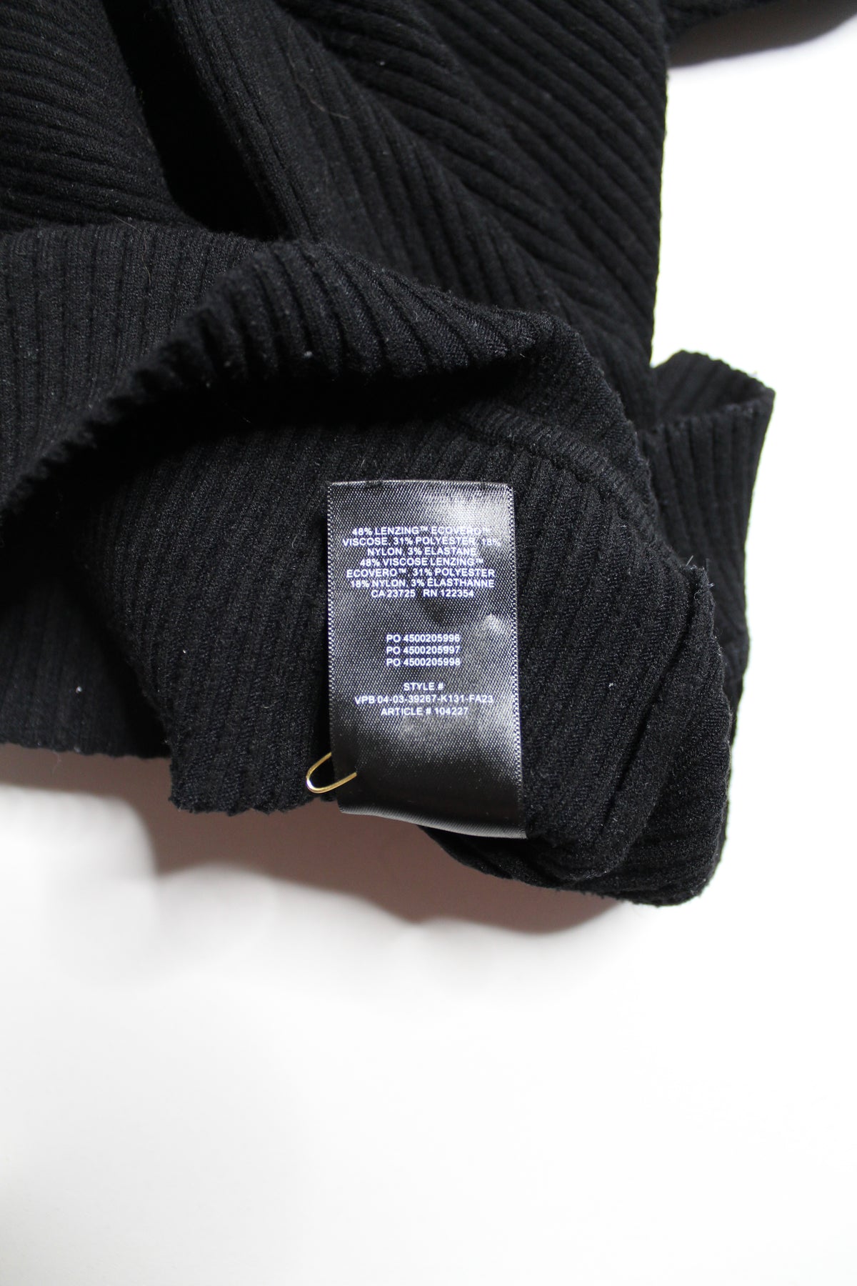 Aritzia Wilfred black faux wrap ribbed knit long sleeve, size medium