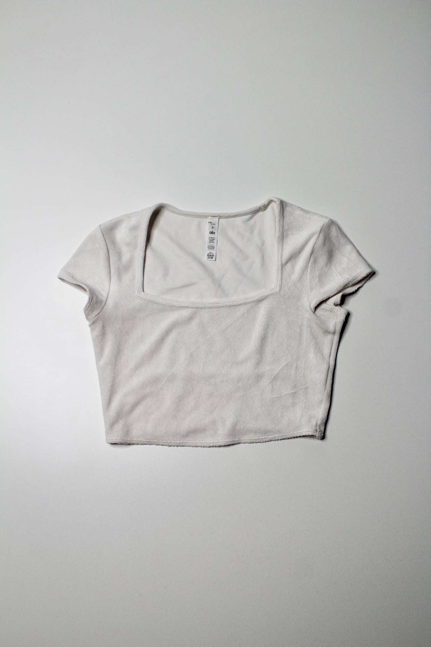 Alo Yoga ivory beachside terry cropped short sleeve, size small (additional 10% off)