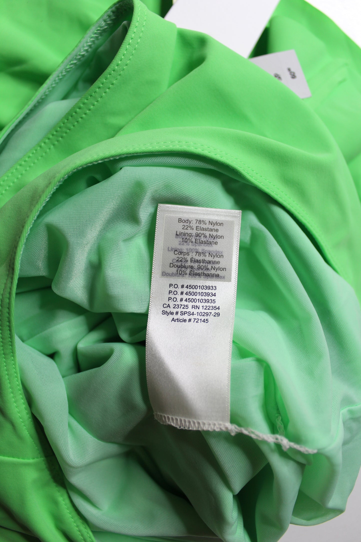 Aritzia Wilfred neon ivy ‘danette’ ruffle swimsuit, size small