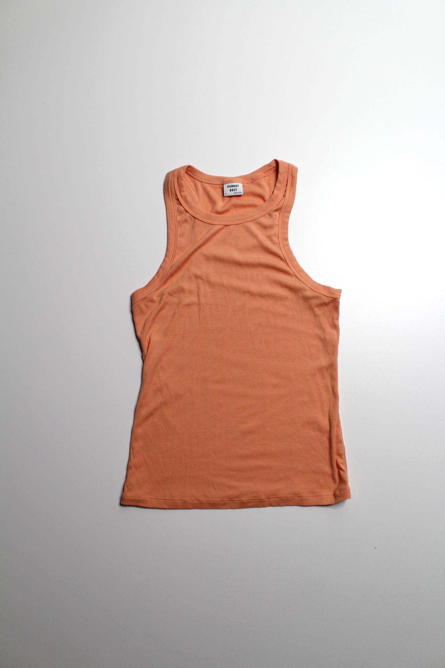Aritzia Sunday Best peach high neck ribbed tank, size small