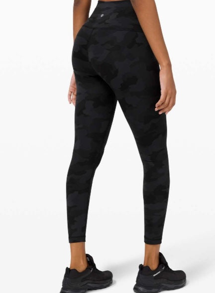 Lululemon 365 heritage camo deep coal multi ‘wunder train’ high rise tight, size 6 (25") (price reduced: was $58)