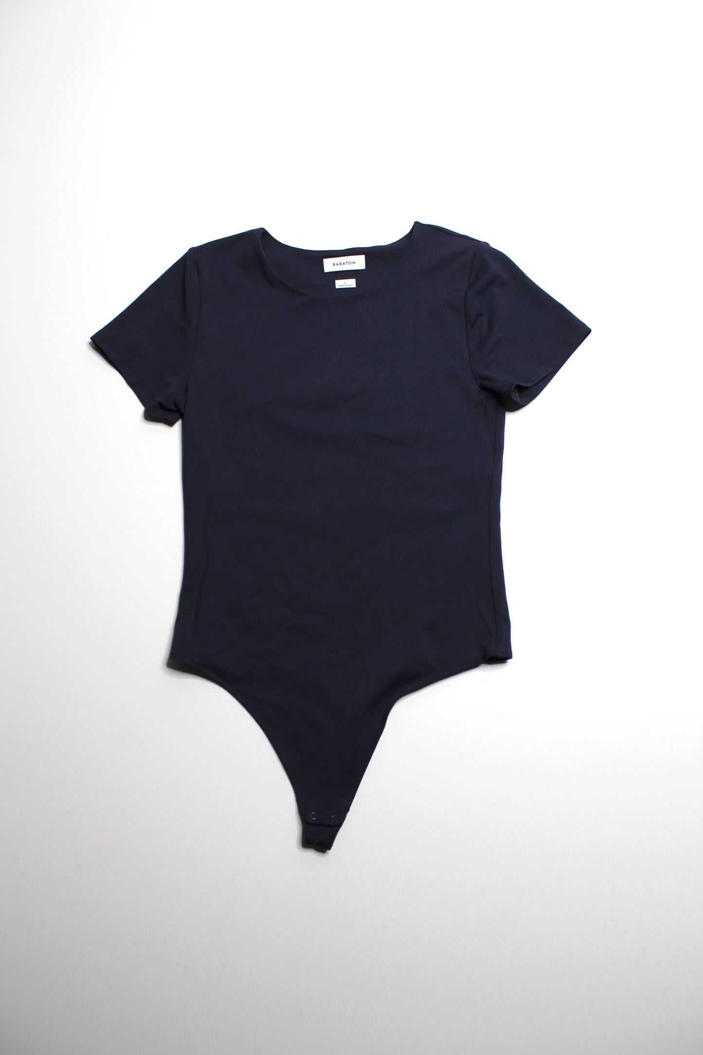 Aritzia Babaton navy ‘contour crew’ short sleeve bodysuit, size large